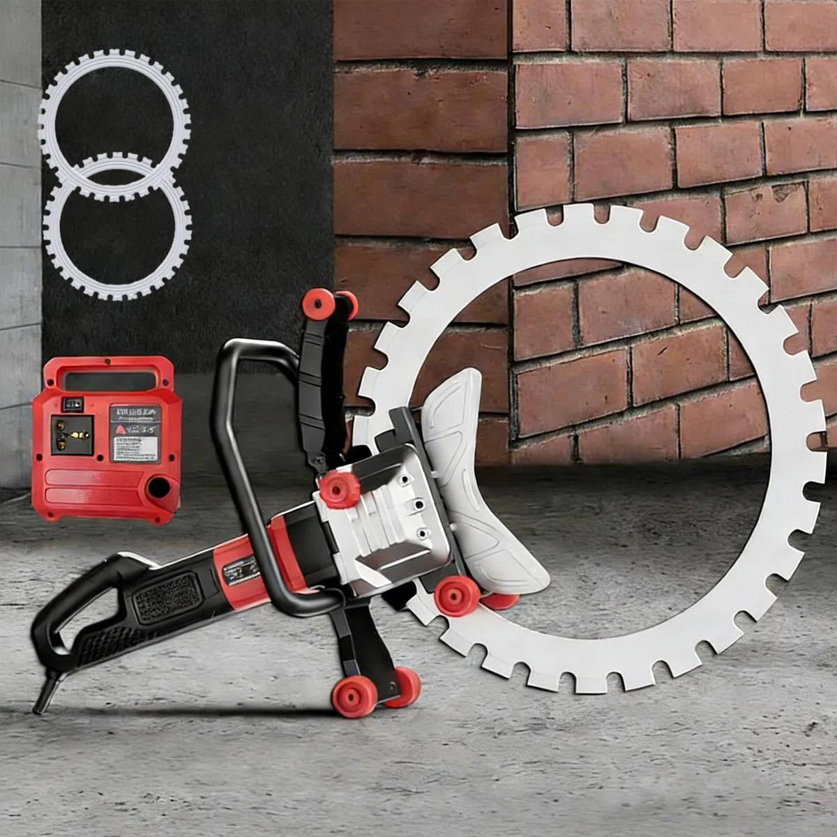 Cortadora De Pared Eléctrica De 16", Velocidad De 3000 Rpm, Sierra Circular Eléctrica Para Hormigón De 9800 W, Profundidad De Corte De 11,8", Con 2 Hojas De Sierra Y Sistema De Supresión De Polvo