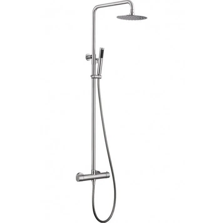 IMEX - Conjunto de ducha termostática de acero inoxidable S316 - Columna de ducha con control de temperatura con Rociador redondo y mango de ducha - Grifos de ducha - Serie Moscú IMEX BTK017/AC