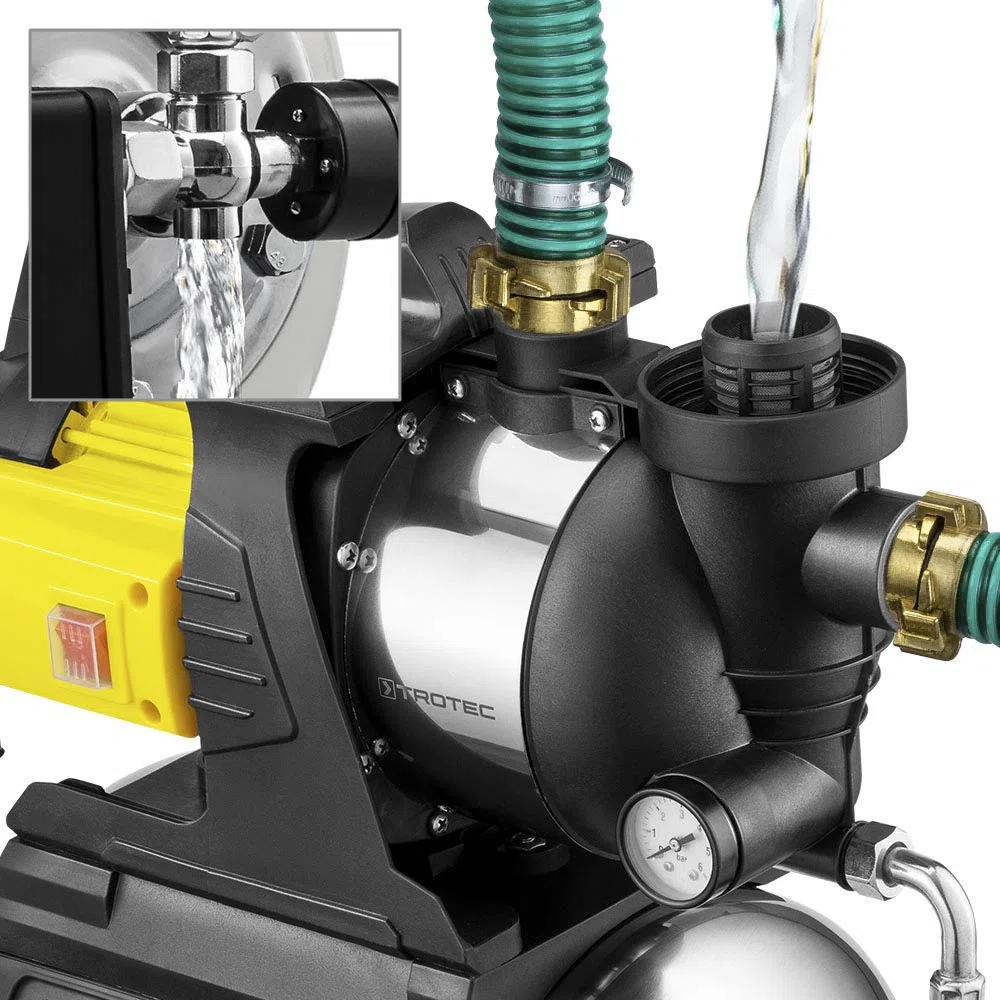 TROTEC Bomba de Agua Doméstica TGP 1050 E aspersor para césped Bomba de jardín 1000 W 3300 l/h Capacidad acero inoxidable