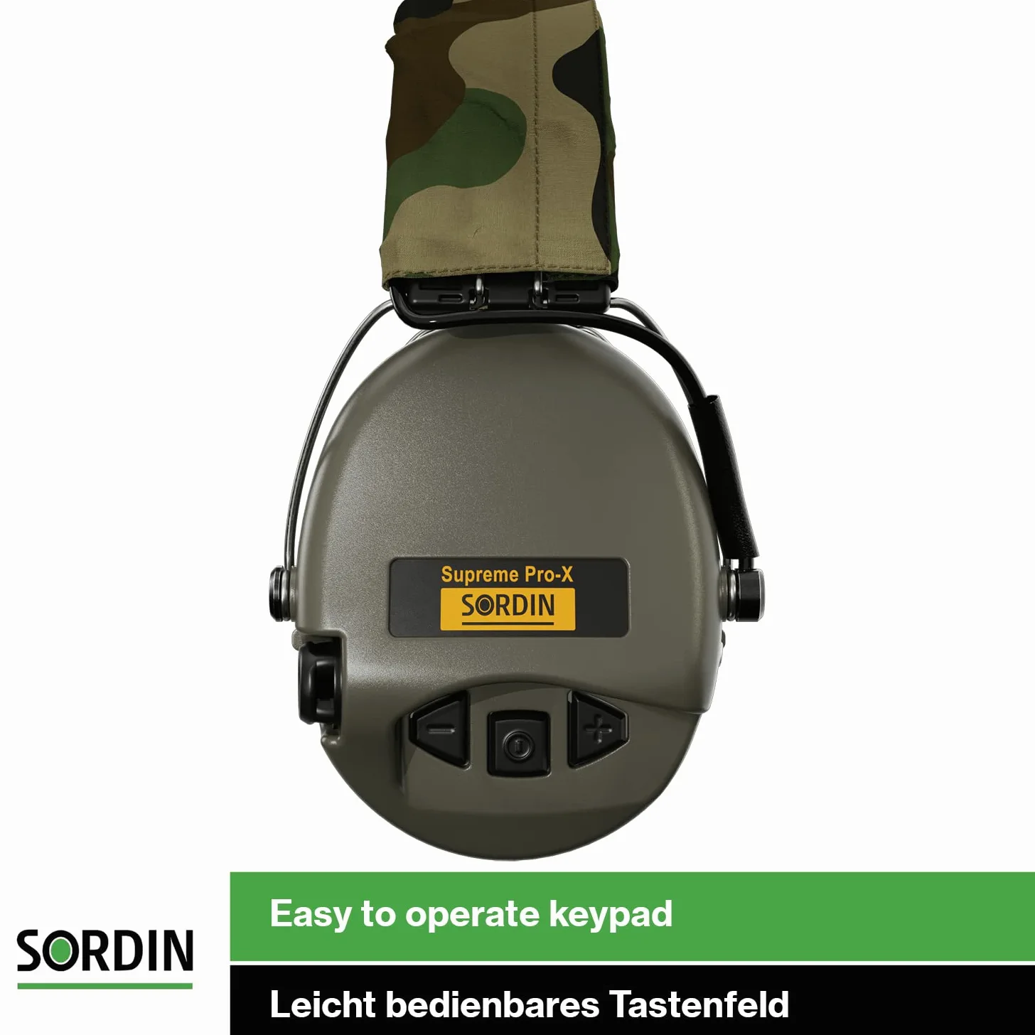 Sordin PRO X - 75302-X-S - Protectores auditivos electrónicos, diseño de camuflaje, color verde