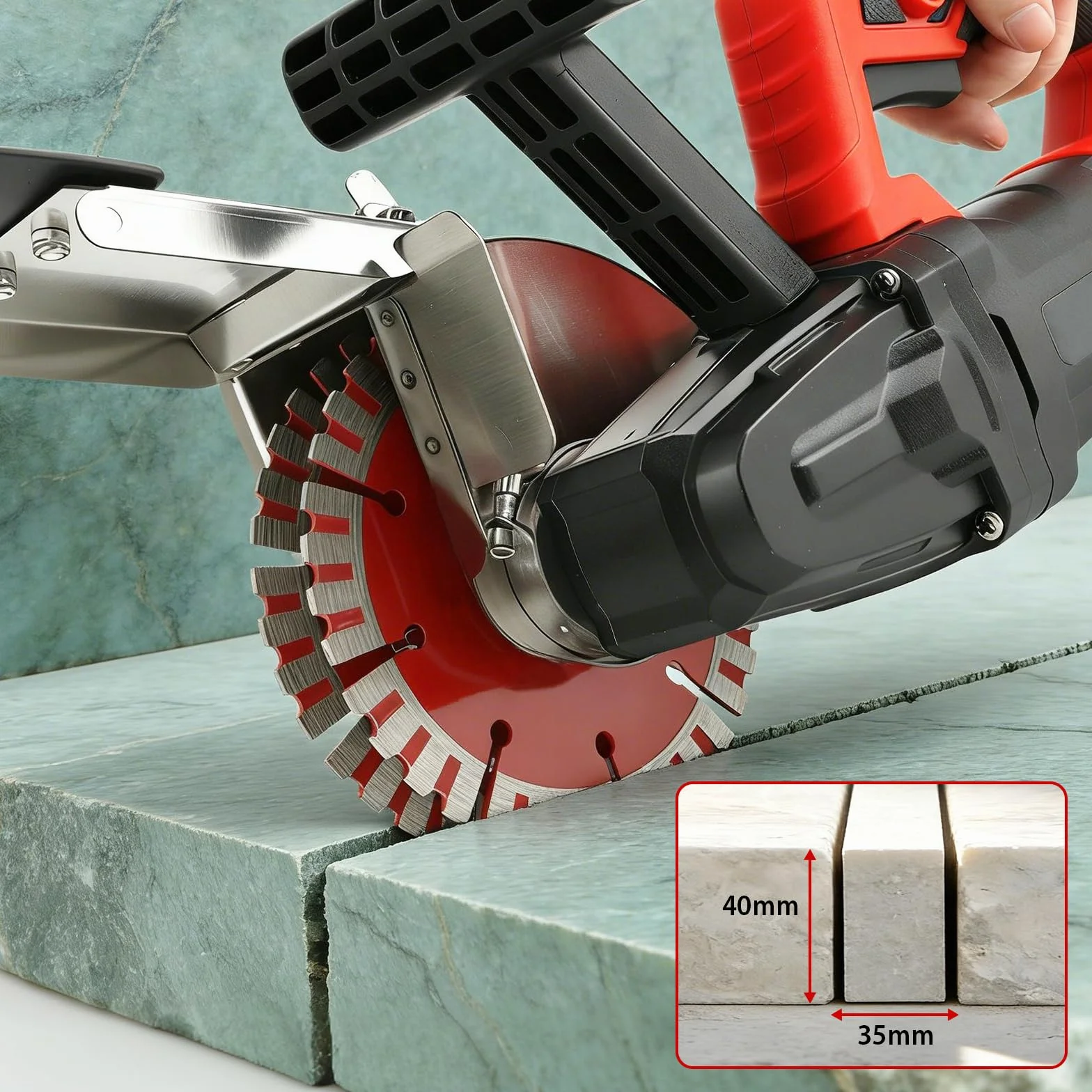 Rozadora de pared con sistema de eliminación de polvo, 1600 W, 7000 RPM, ancho de corte máximo de 35 mm, profundidad de canal de 40 mm, con 2 discos de corte de 133 mm