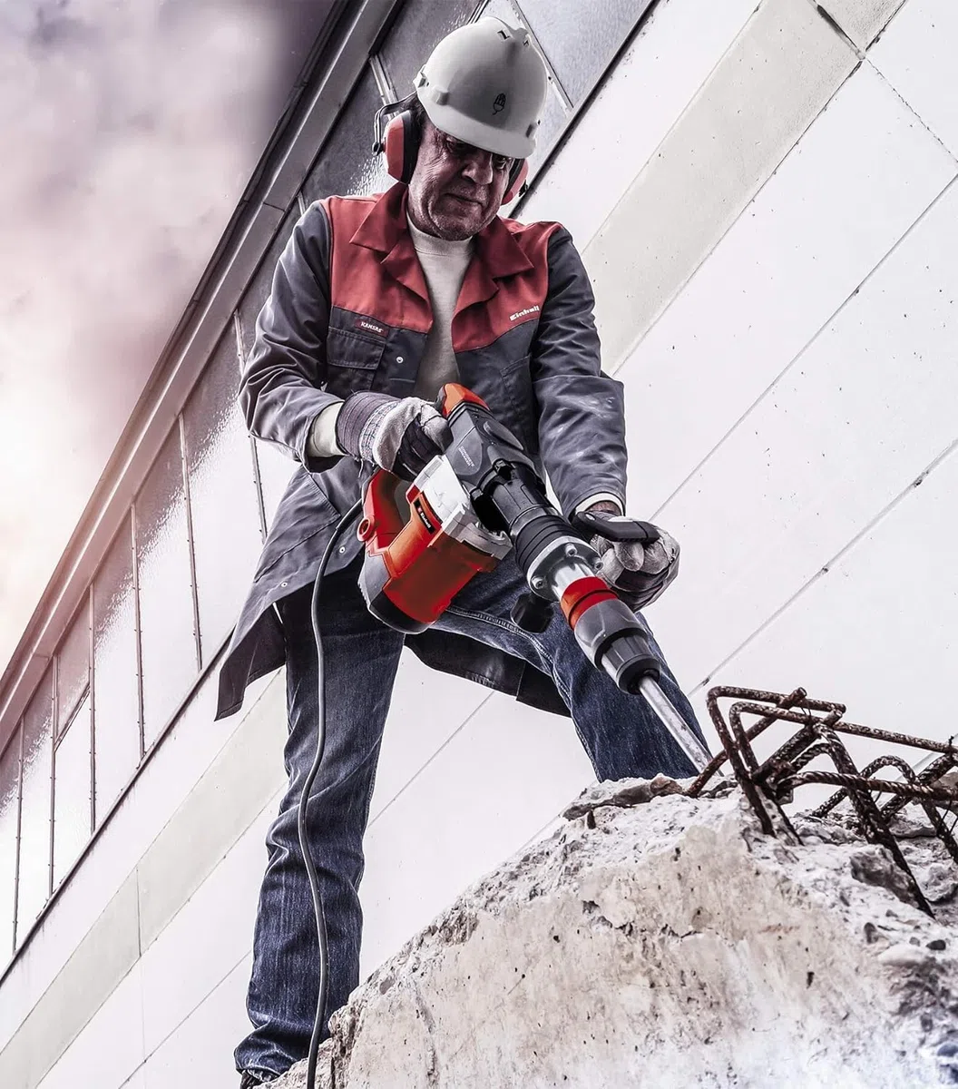 Einhell Martillo de demolición TE-DH 32 (1500 W, 32 J, 1900 min-1, portaherramientas SDS-max, mango principal amortiguado contra las vibraciones+empuñadura suave, incl. cincel de punta/plano, e-box)