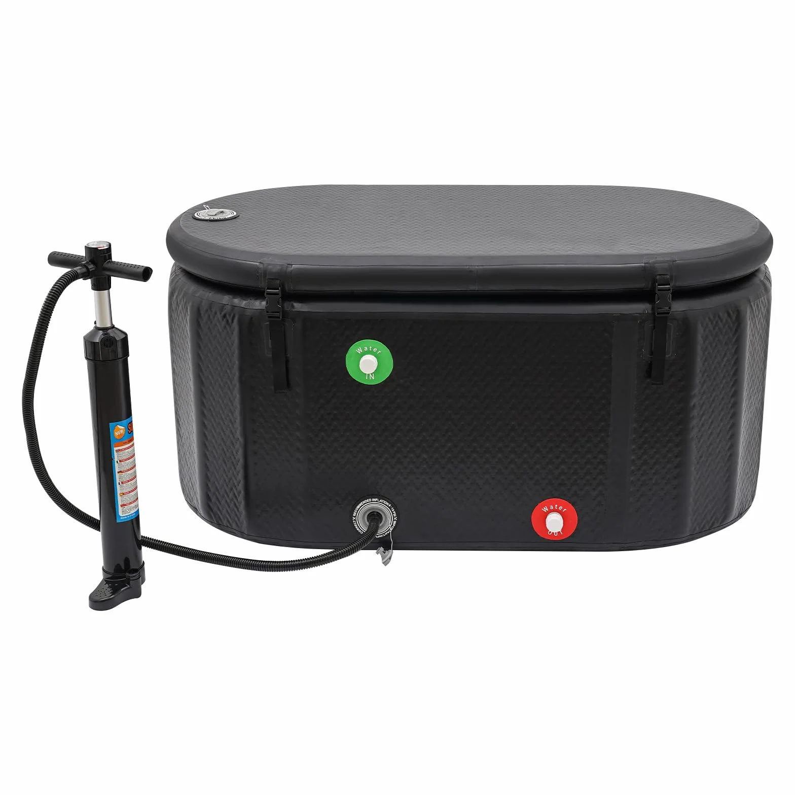 Bañera de hielo 370L con tapa, bañera de baño de hielo profesional para adultos, bañera plegable, bomba de aire y bolsa de transporte, baño de agua fría para deportistas, recuperación muscular, 150 x