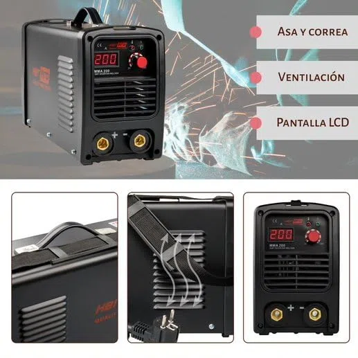QUALITY PRO TOOLS | Soldador Inverter Profesional MMA-200amp al 60% | Funciones Hot Start, Arc Force y Anti Stick | Máquina de Soldar Ligera, Portatil y Facil de Usar