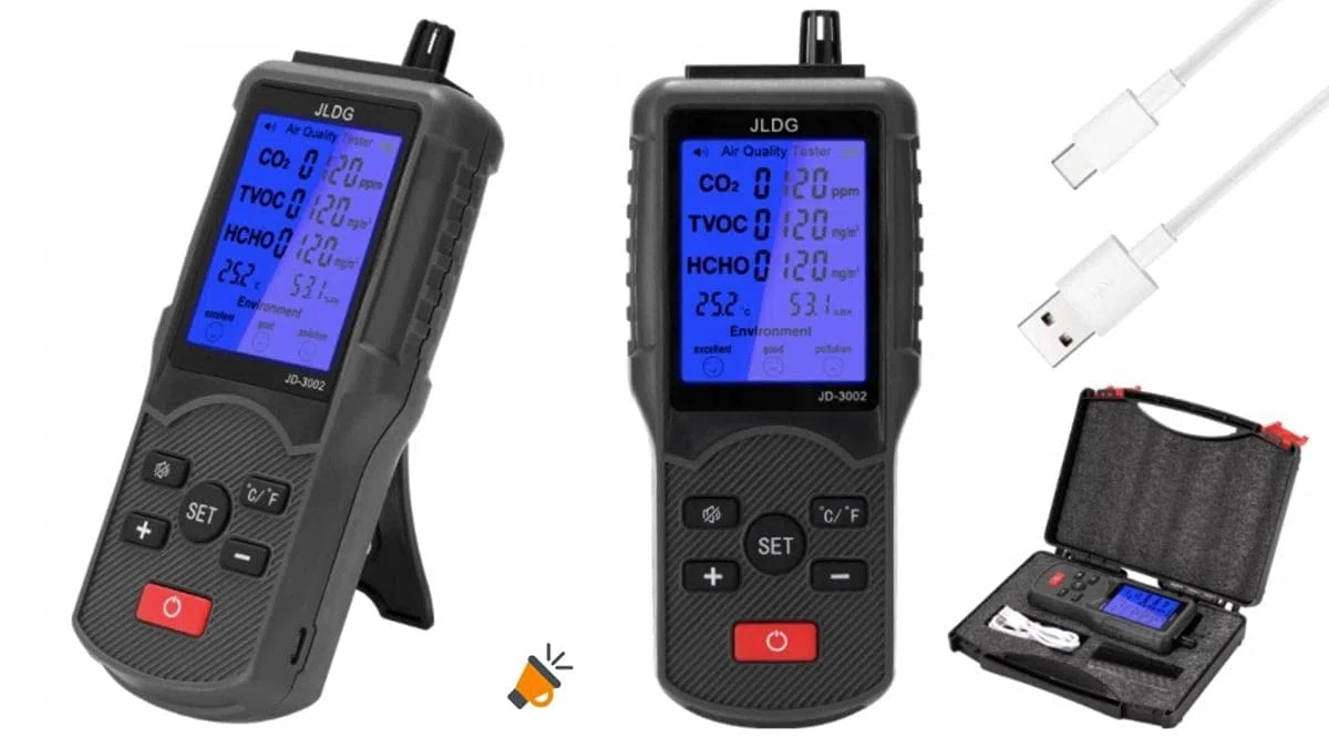 Medidor CO2 PHASAK JD 3002 8 en 1 Negro, Multicolor, Standard, Porta merienda 3D Strong