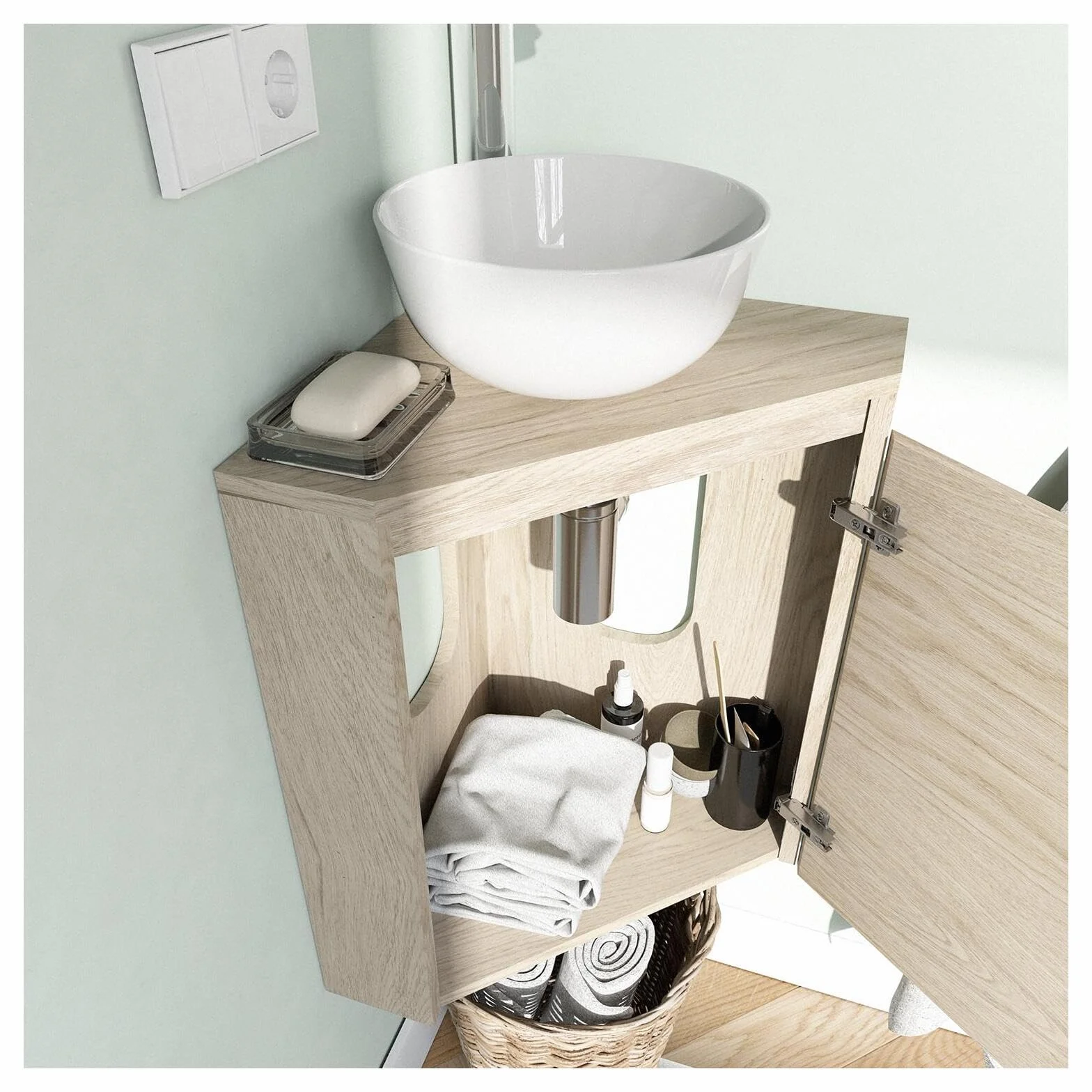 Sorrento - Mueble para lavadora esquinero y lavabo