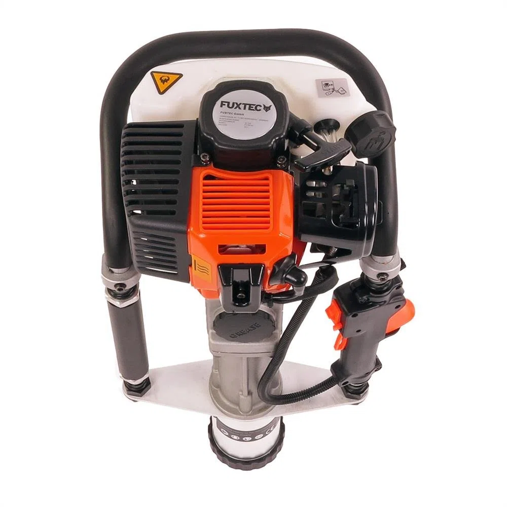 Martillo Demoledor de gasolina 32,7 cc FUXTEC FX-PR165 Motor de 2 tiempos con dos adaptadores de 20-45 mm y 46-80 mm para postes de madera, metal y aglomerado