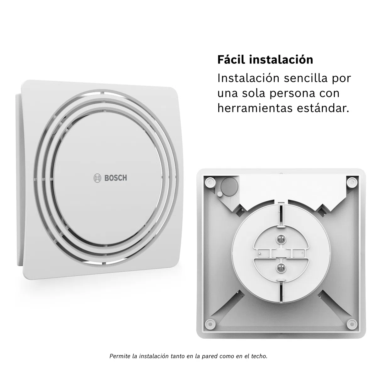 Bosch Extractor de baño silencioso 1900 DH 100mm - Para la ventilación del baño y WC, contra la humedad y el moho – Con sensor de humedad y temporizador – Diámetro 100 mm