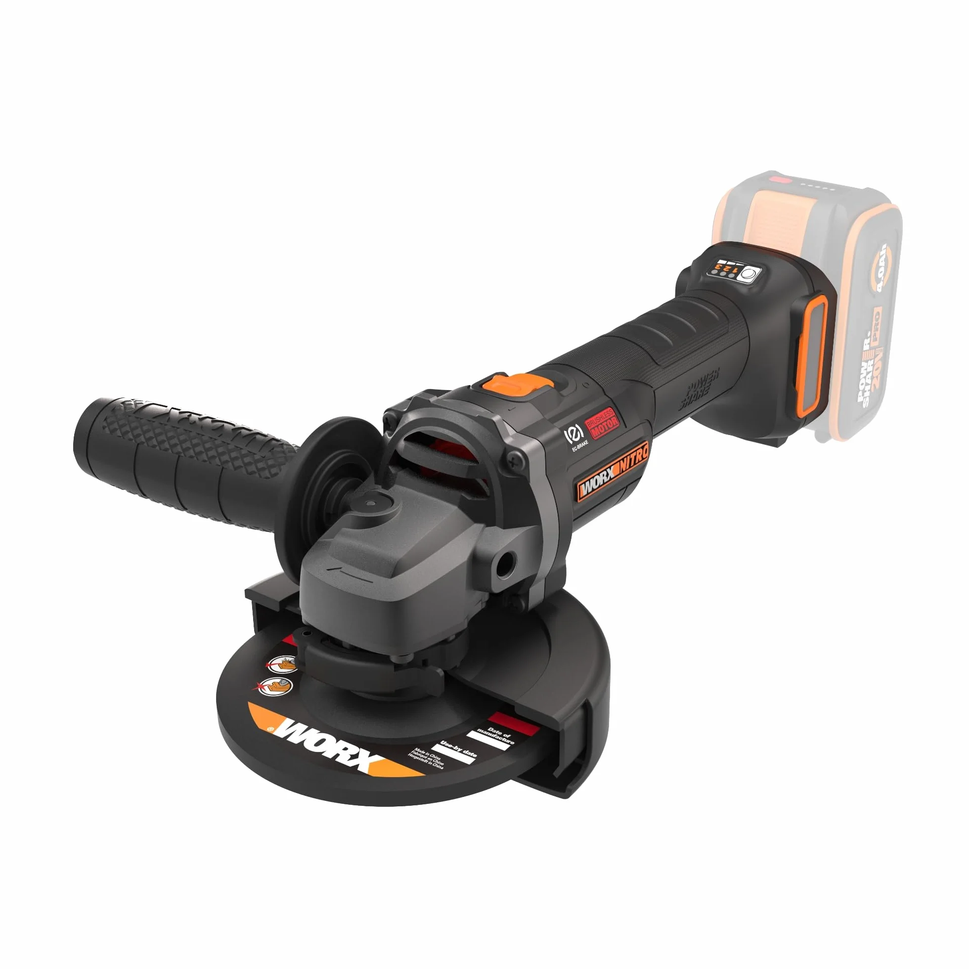 WORX WX814.9 Amoladora Angular 20V 125mm Sin Batería, Velocidad Variable 3000-8600rpm, Anti-Retroceso, Freno Eléctrico y Arranque Suave
