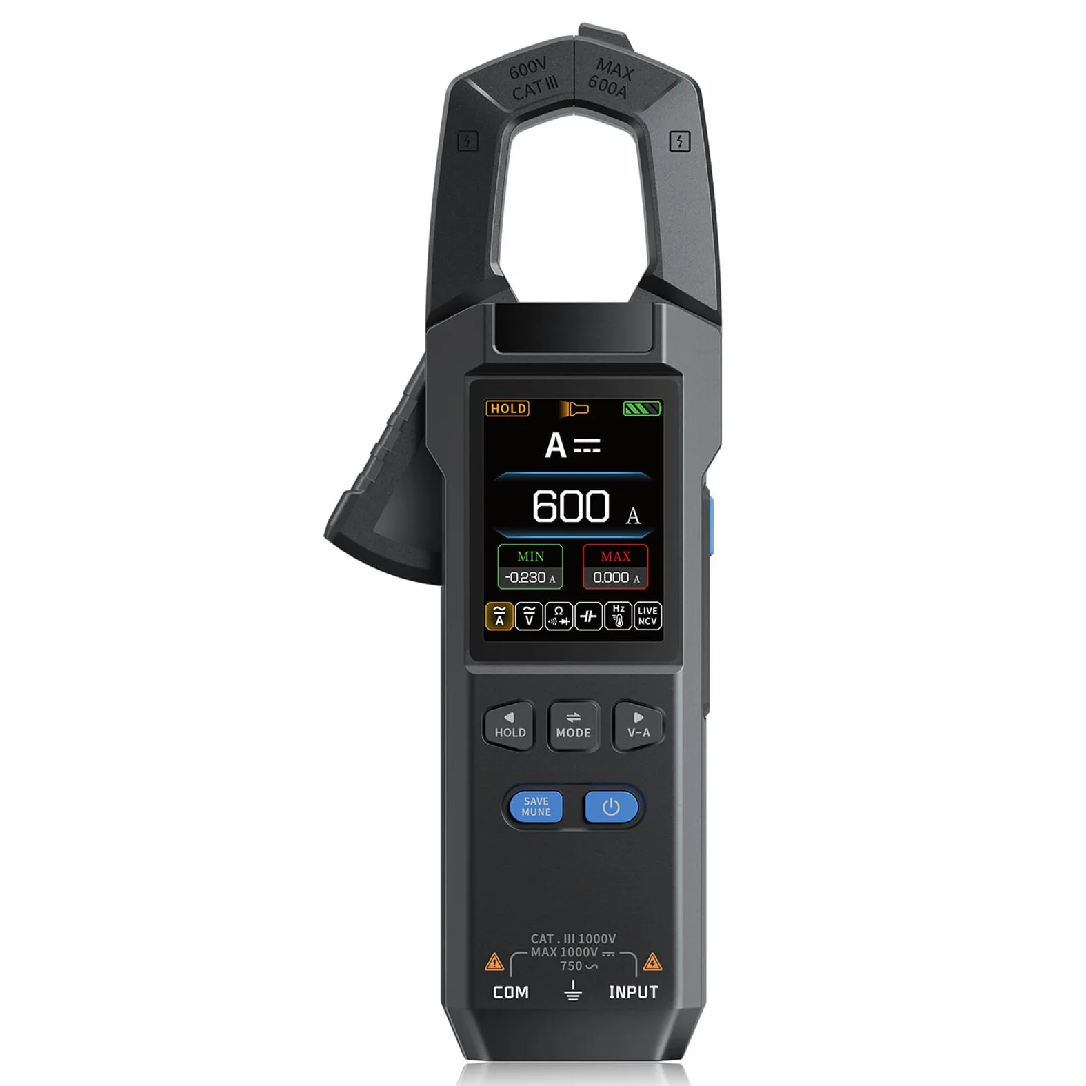 DEWIN Pinza Amperimetrica,10000 Cuentas Pinza Amperimetrica Profesional Tester Electricista per Corrente CA, Tensione CA/CC, Resistenza, Frequenza, Capacità