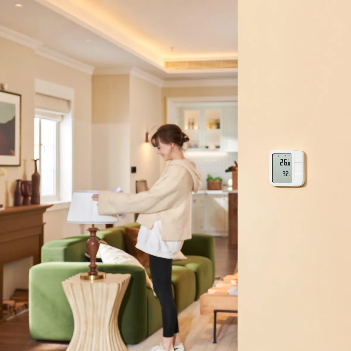 Aqara Sensor de clima W100, monitor inteligente de temperatura y humedad, compatible con alambre y Zigbee, pantalla LCD, 3 botones inteligentes