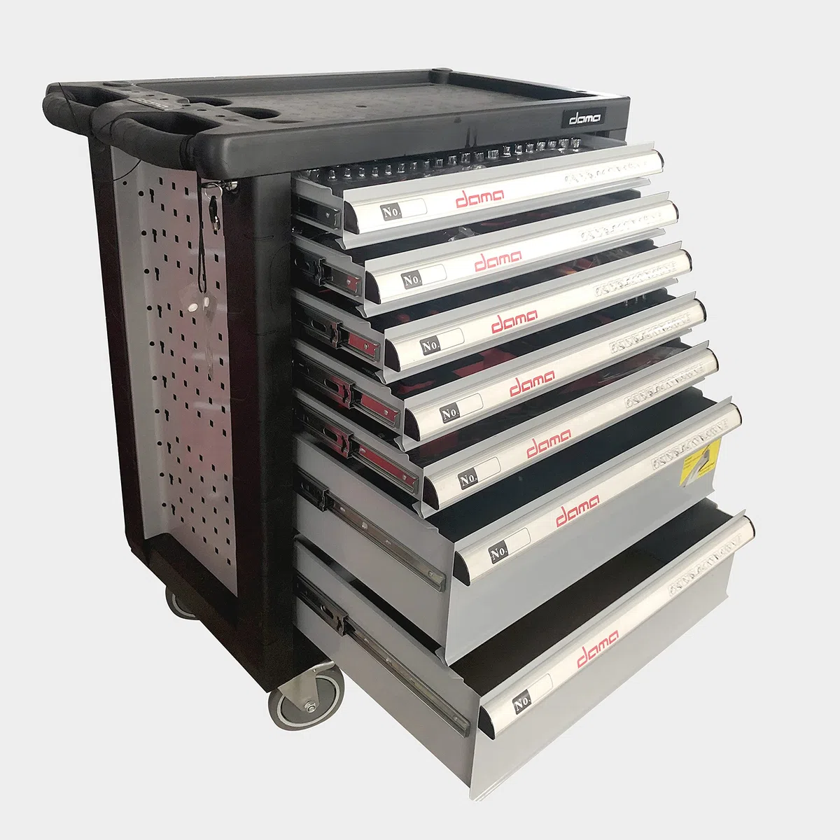 Dama - Carro de Herramientas Profesional para Taller con 7 cajones y 200 Piezas Incluidas.