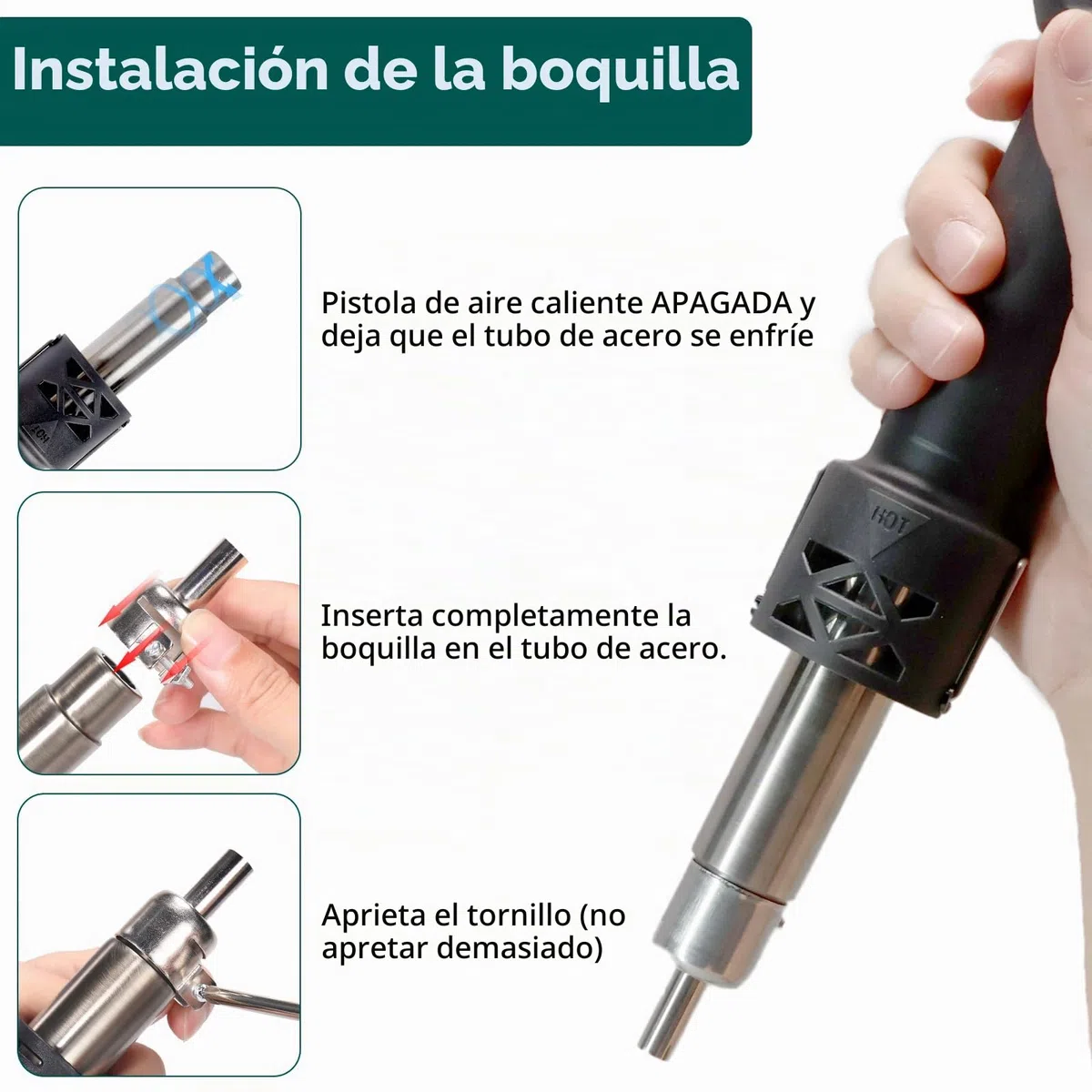 YIHUA 8858-IV pistola de calor para manualidades, soldadura electrónica, bricolaje, y tubo termorretráctil con función de control de temperatura y volumen de aire, modo de espera manual