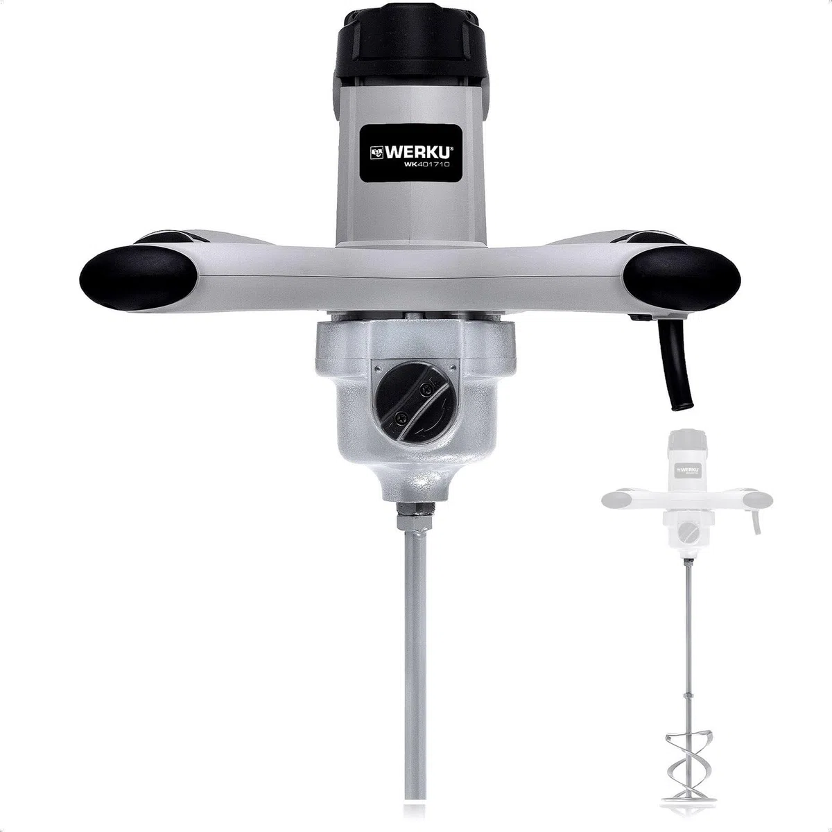 Werku WK401710, Mezclador Pintura-Mortero, Calidad Profesional, Mezclado 100 Kg, Potencia 1800 W, Incluye Varilla Mezcladora