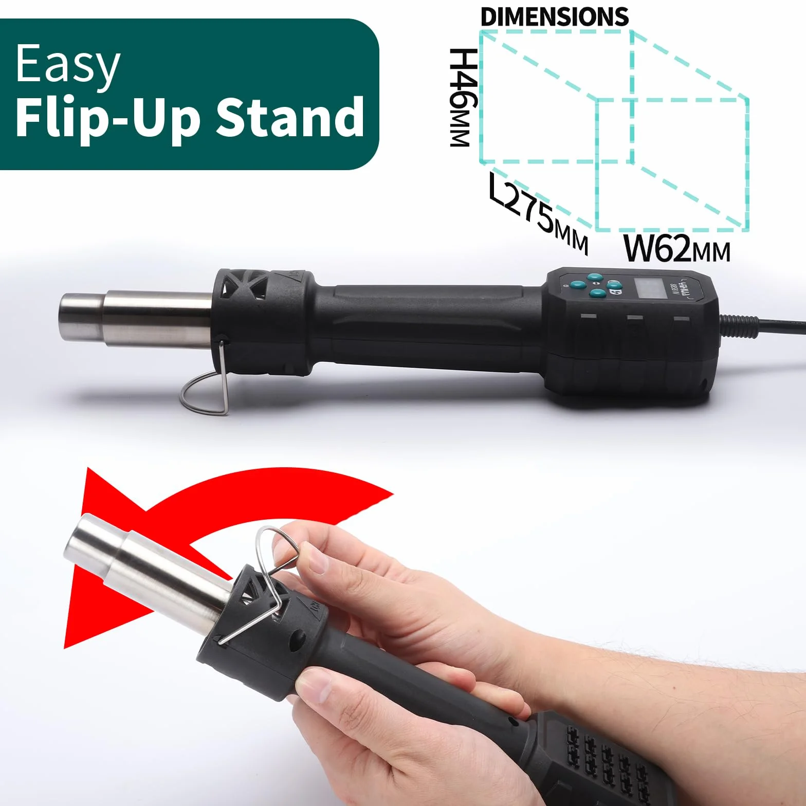 YIHUA 8858-IV pistola de calor para manualidades, soldadura electrónica, bricolaje, y tubo termorretráctil con función de control de temperatura y volumen de aire, modo de espera manual