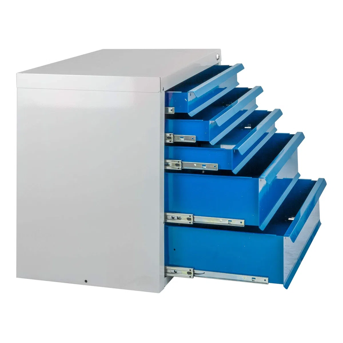 ADB RAL 7035/5012 - Cajonera de metal con 5 cajones, para taller, con revestimiento de polvo