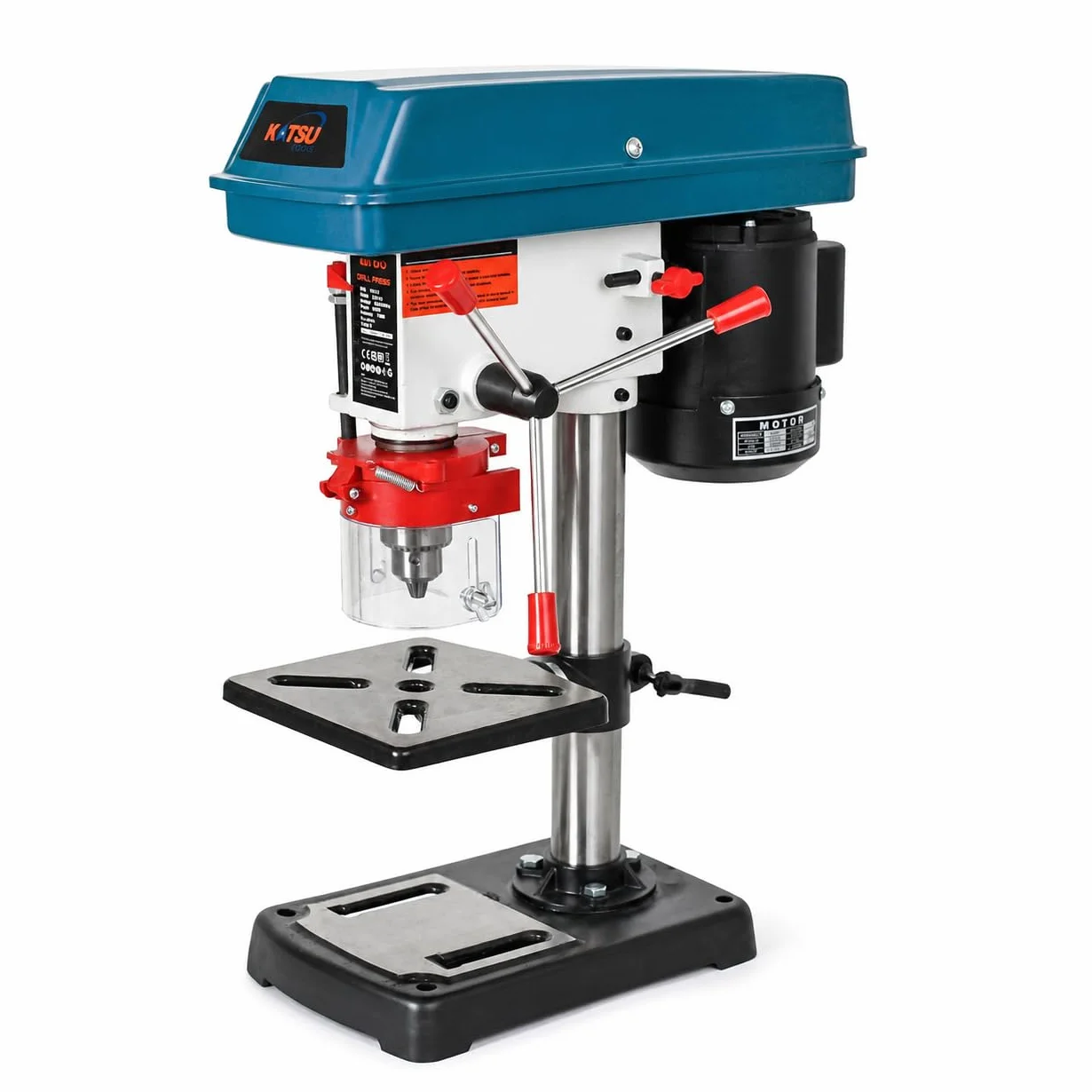 KATSU Tools Taladro de columna de banco 250 W + mandril 13 mm + interruptor electrónico de 5 vel. + profundidad de perforación 50 mm + 2620 rpm