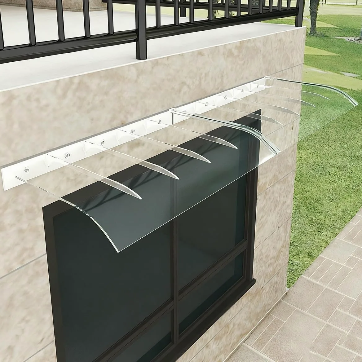 Marquesina Exterior 200 300 120 100 150 110 cm, Tejadillo Protección Lluvia y Nieve, Marquesinas para Puertas y Ventanas, Reforzada de Policarbonato 3,5 mm(Clear,40x90cm)
