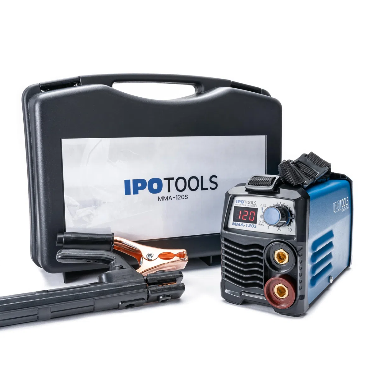 IPOTOOLS MMA-120S Soldadora de Electrodo 120A - Mini Soldadora Eléctrica Inverter MMA con Pantalla LCD, Anti-Adherente, 230 V, 7 Años de Garantía