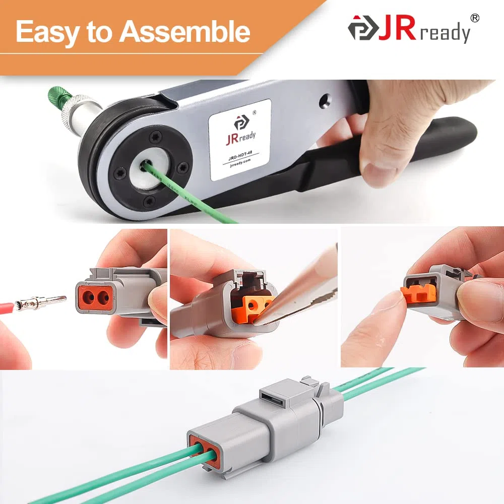 JRready DTP Conector Kit ST6138 2 pines gris impermeable conector de cable eléctrico con 12# Corriente de contacto sólido 25 amperios, 2 juegos