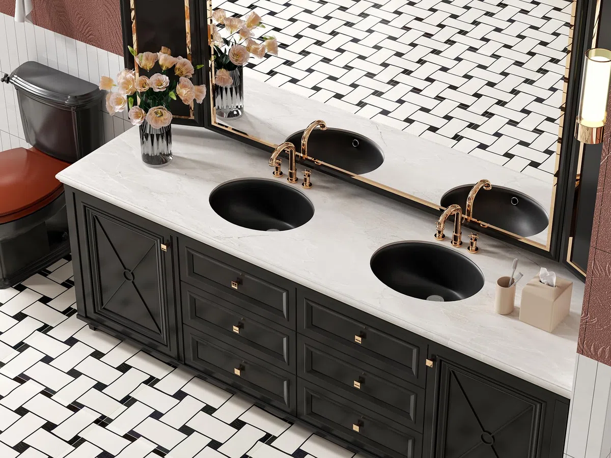 Fregadero de baño empotrado ovalado SmartSylva, 37,5 cm x 29,2 cm (Tamaño interior) Fregadero de baño ovalado de porcelana de cerámica bajo montaje con desbordamiento, negro mate