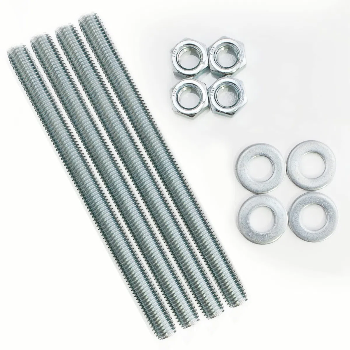BAUQOO - Barras roscadas M12 certificadas de acero 8.8 galvanizado de alta resistencia 4 piezas longitud 16,5 cm tuercas M12
