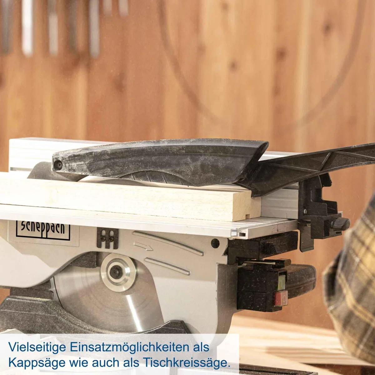 Scheppach 5901103901 ingletadora combinada con tapa de mesa, dos sierras en un solo dispositivo, versátiles, compacta, robusta y ligera, motor de 1800 W, 230 V, azul, plateado, negro