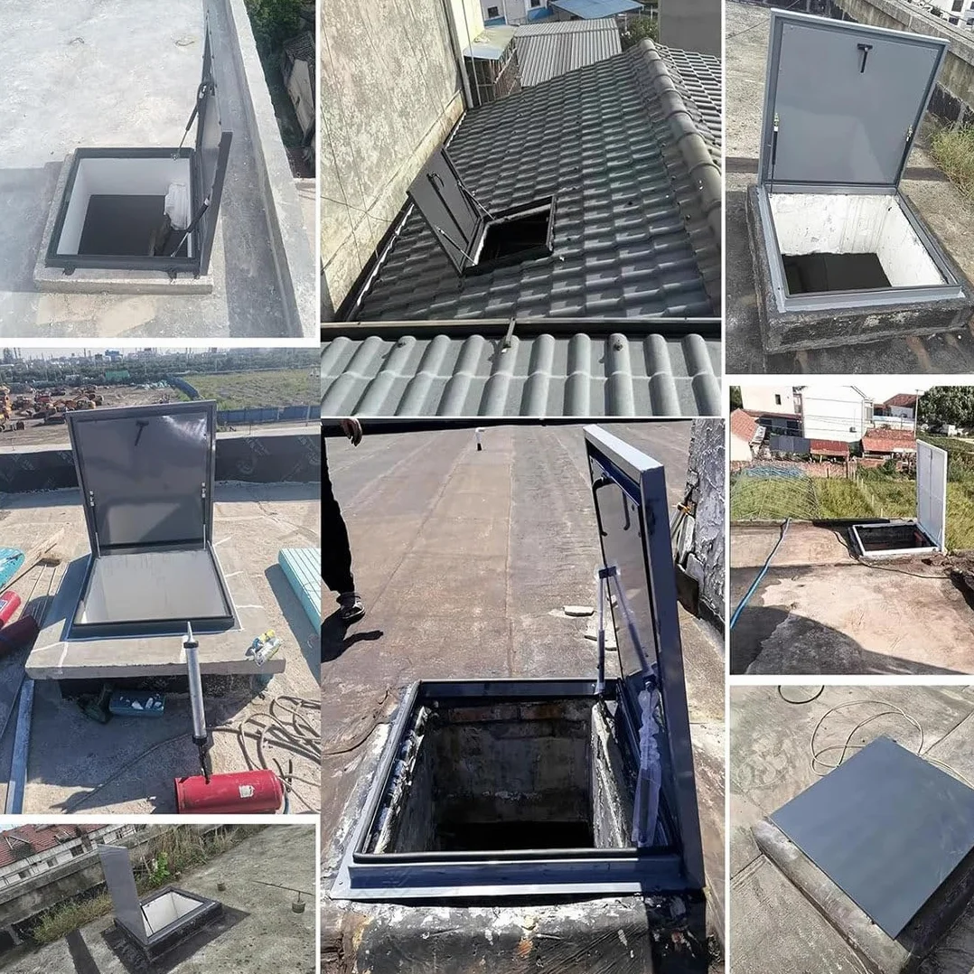 100 95 90 85 80 75 70 65 60 55 CM Tapa De Salida De Techo, Cubierta De Tragaluz De ático, Acceso a Pozo De Metal Resistente a La Intemperie, Tapas De Escotilla De Escape,70×70cm