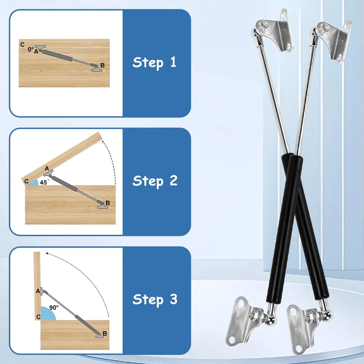 2 Piezas Amortiguador de Gas, 50cm 450N Amortiguador Hidráulico Puerta Cocina Amortiguadores Muebles Camper Pistones Gas Amortiguadores Maletero, Gas Struts Heavy Duty für Küchenrank, Kleiderschrank