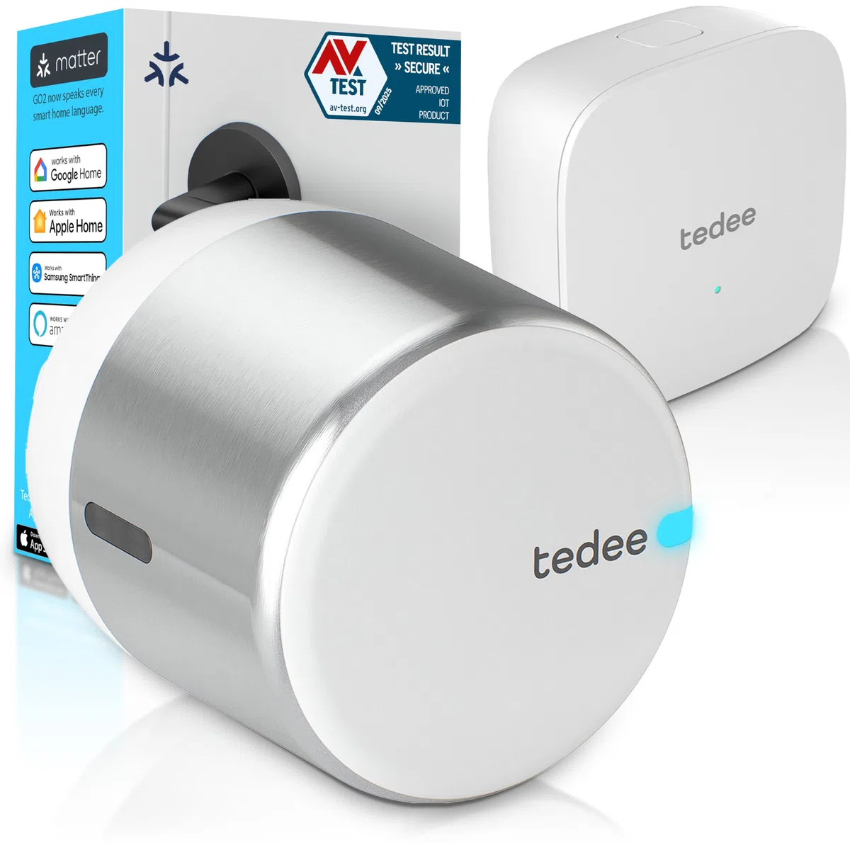 tedee GO2 Alu Cerradura inteligente con WiFi y Bluetooth | Aplicación para Acceso Remoto | Cerradura Inteligente con Desbloqueo automático | Alexa, Google Home, Apple HomeKit, SmartThings | Matter