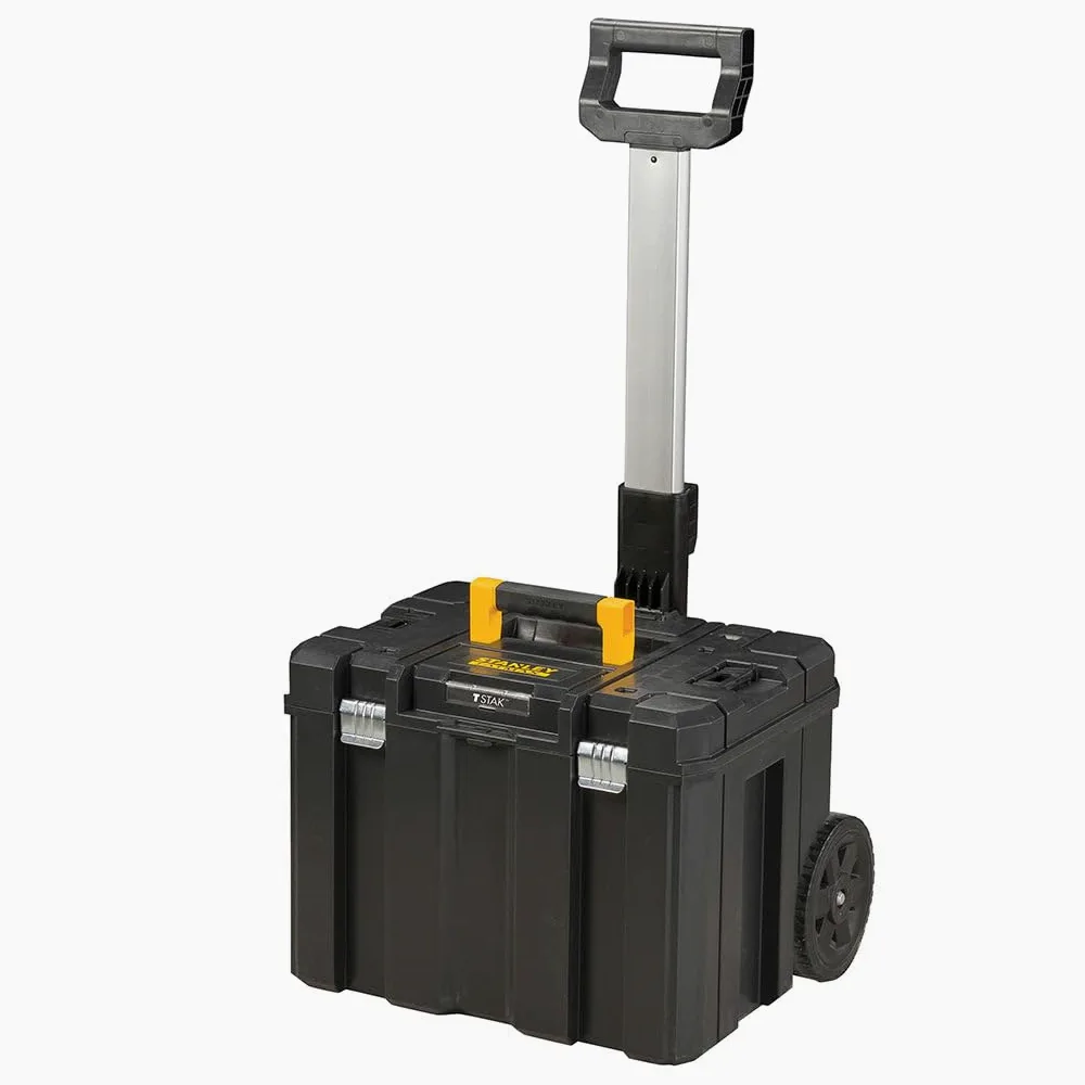 STANLEY FATMAX Conjunto Pro-Stack 3 Piezas, Maleta con Asa de Aluminio, Organizador Transparente, Base con Ruedas, Almacenaje Móvil, Negro, 51.2x70.8x43.5 cm, FMST1-80103
