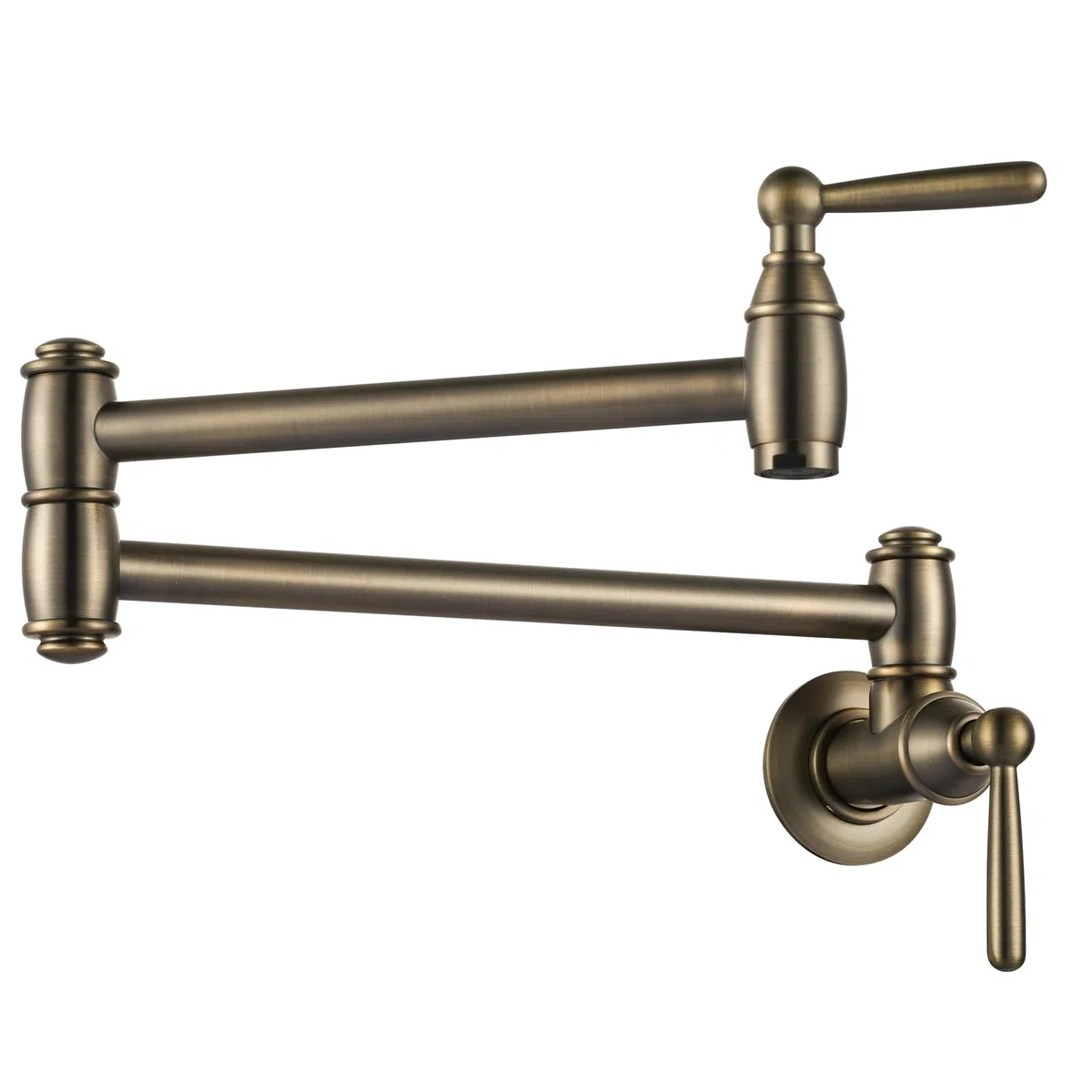 Grifo de llenado de ollas de bronce antiguo, ARCORA Modern Pot Filler Wall Mount Kitchen Folding Faucet 2 Handle with Double Joint Swing Arms Brass Stove Faucet