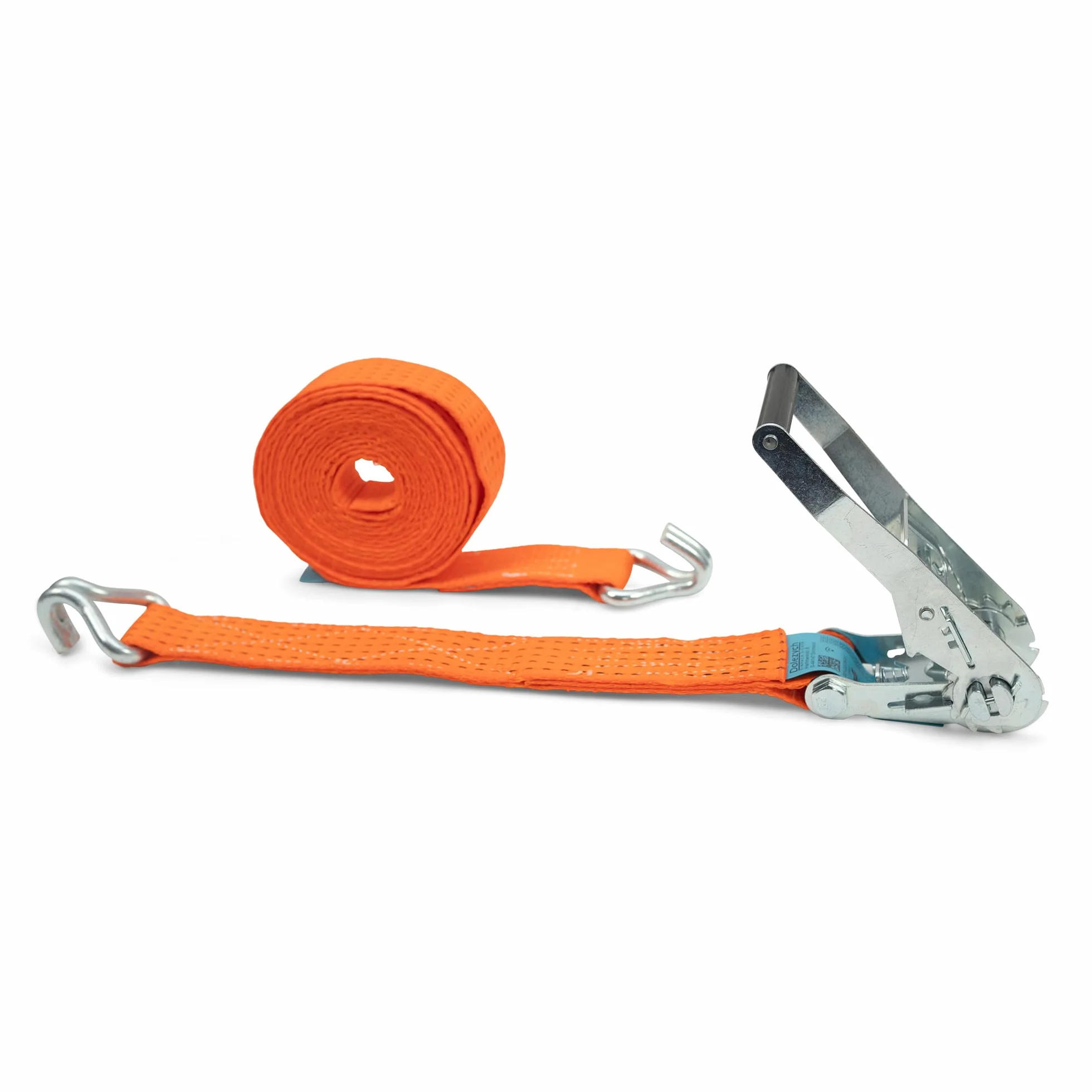 DoZurr 5000 - Juego de 4 Correas tensoras con trinquete Estable y Gancho de Perfil, soporta hasta 2500 kg, 50 mm de Ancho x 6 m de Largo, Naranja, para Camiones y remolques Grandes