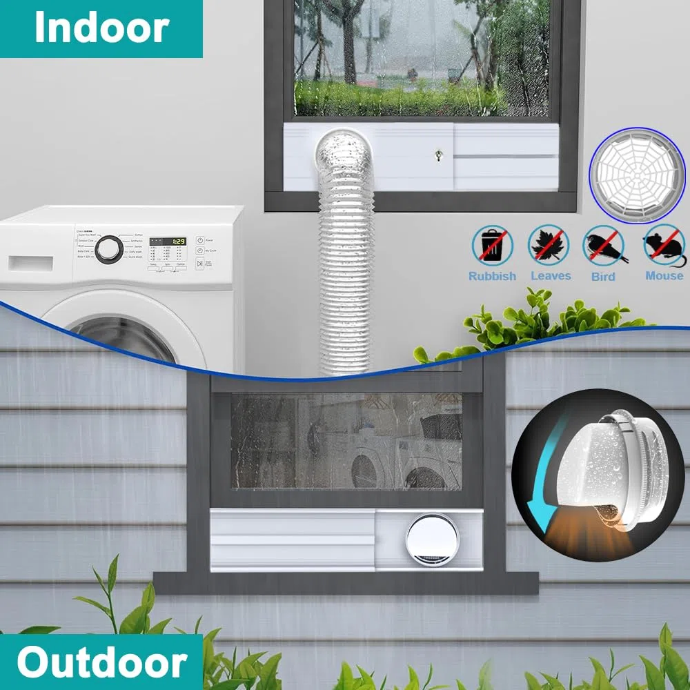 Kit de Sellado de respiradero de Ventana de Aire Acondicionado - para Manguera de Escape de 13 cm y 15 cm, para Ventana Vertical y Horizontal de 43-140 cm - sin Manguera
