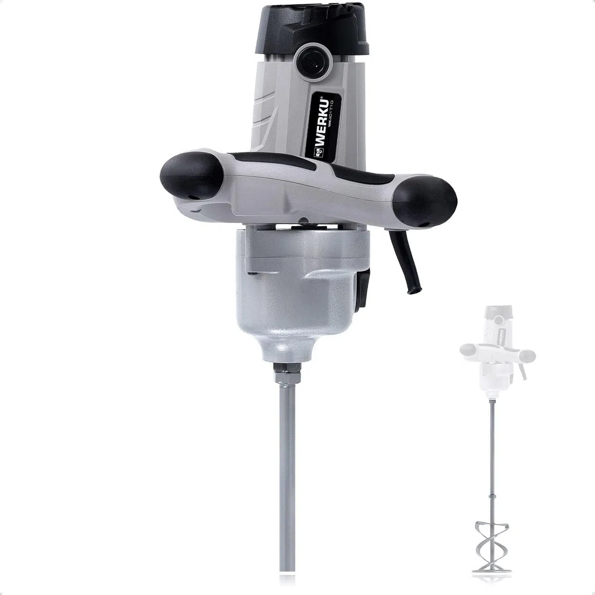 Werku WK401710, Mezclador Pintura-Mortero, Calidad Profesional, Mezclado 100 Kg, Potencia 1800 W, Incluye Varilla Mezcladora