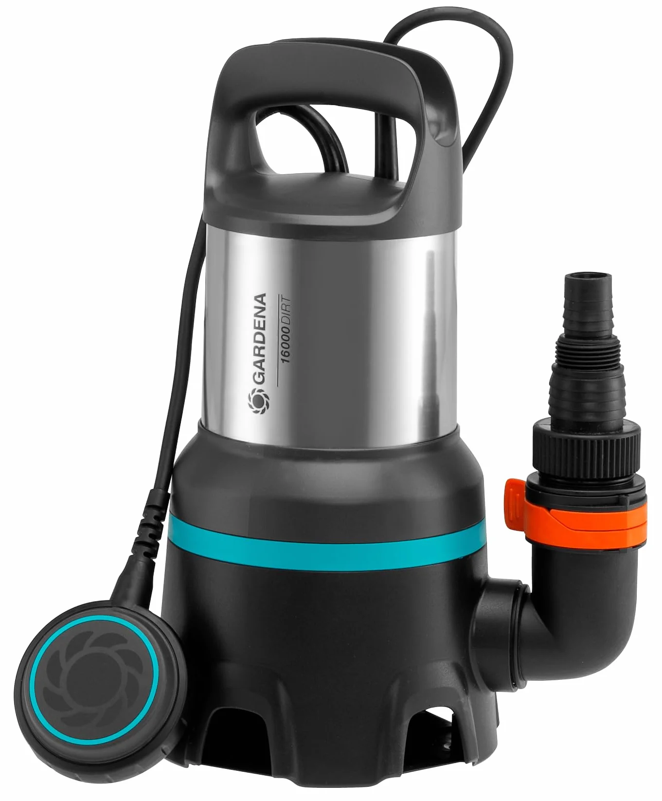 Bomba sum. aguas residuales 16000 Gardena: bomba sum.caudal 16 000 l/h, función auto., interruptor flotación fun. continuo, sis. acoplam.rápido, 450 W (9042-20)