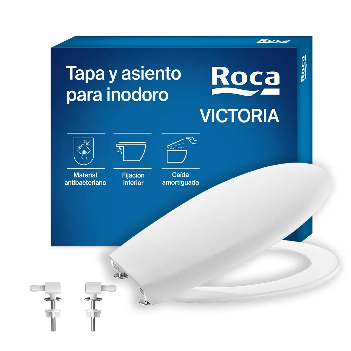 Roca Victoria - Tapa y asiento de Supralit para inodoro con caída amortiguada, tapadera de WC original con ajuste perfecto, recambio de tapa de váter resistente, blanco, A801B6200B