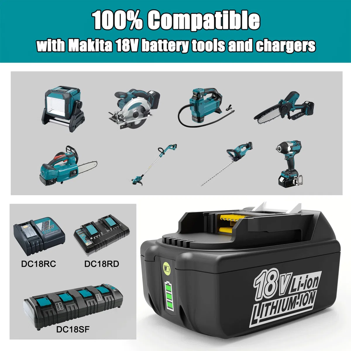 Energup 2X 18V 5500mAh Batería con Cargador DC18RD para Makita Batería 18V BL1860 BL1850 BL1850B BL1840 BL1830 BL1820 LXT400