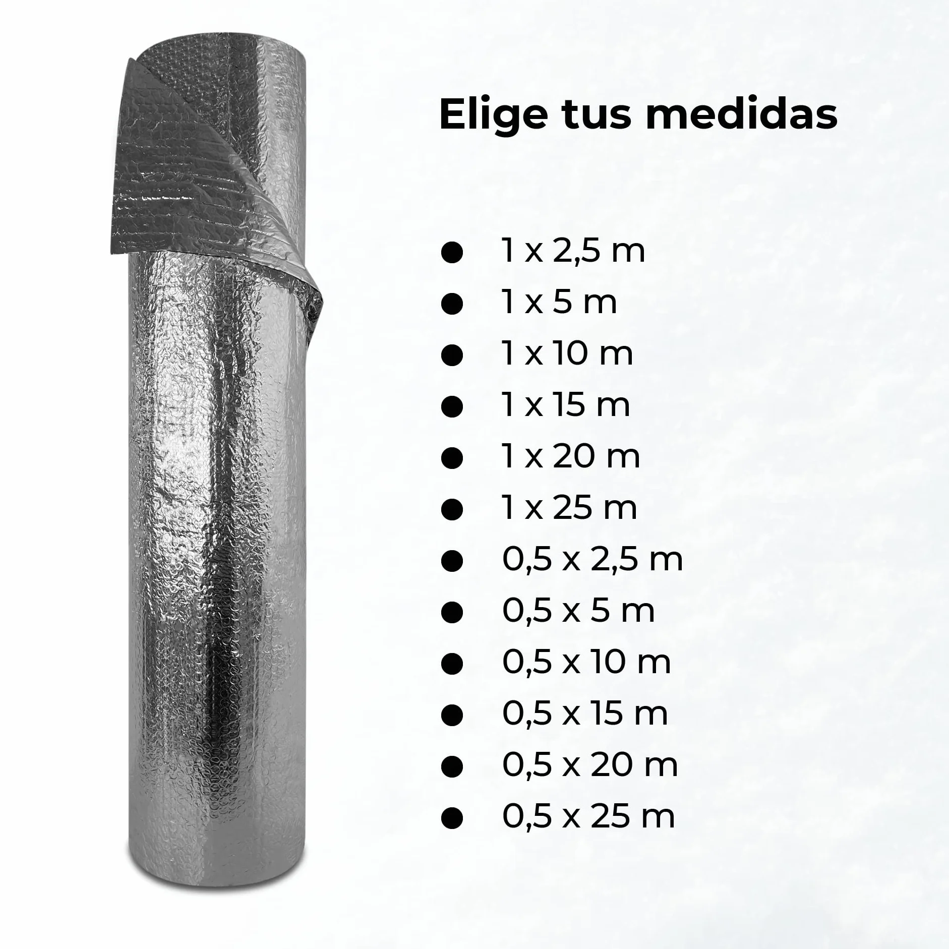Aislante Térmico Reflexivo de Aluminio y Burbujas 0.5x25 m (12.5 m²) + 2 Rollos Cinta de Aluminio 50 mm x 10 m - Frío y Calor - Viviendas, Caravanas, Campers, Buhardillas, Uso Industrial