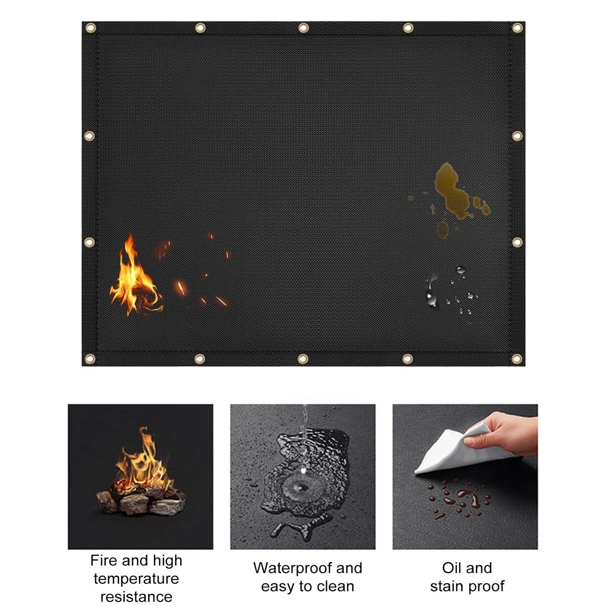 Bodhi2000 Protector de pared para barandilla de parrilla, protección ignífuga, alfombrilla térmica detrás de la valla de la estufa, nevera, barbacoa, accesorios M