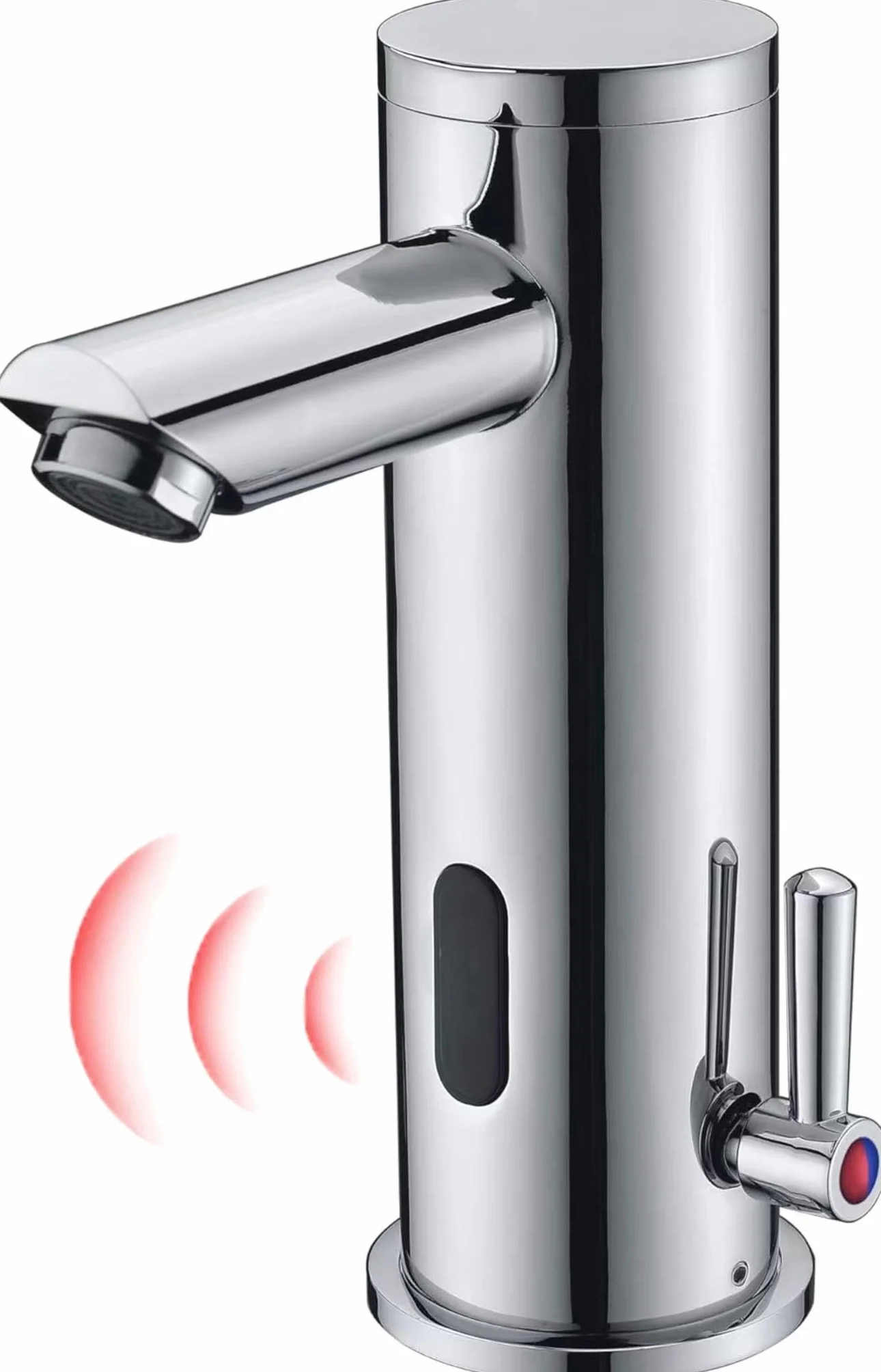 GANGANG Sensor Grifo Automático,Grifo Electrónico con Sensor para Baño Infrarrojo sin Contacto,Grifo de Lavabo de Superficie de Cobre Cromada Anti-Picaduras mezclador de 2 Aguas (Caliente y Fría)