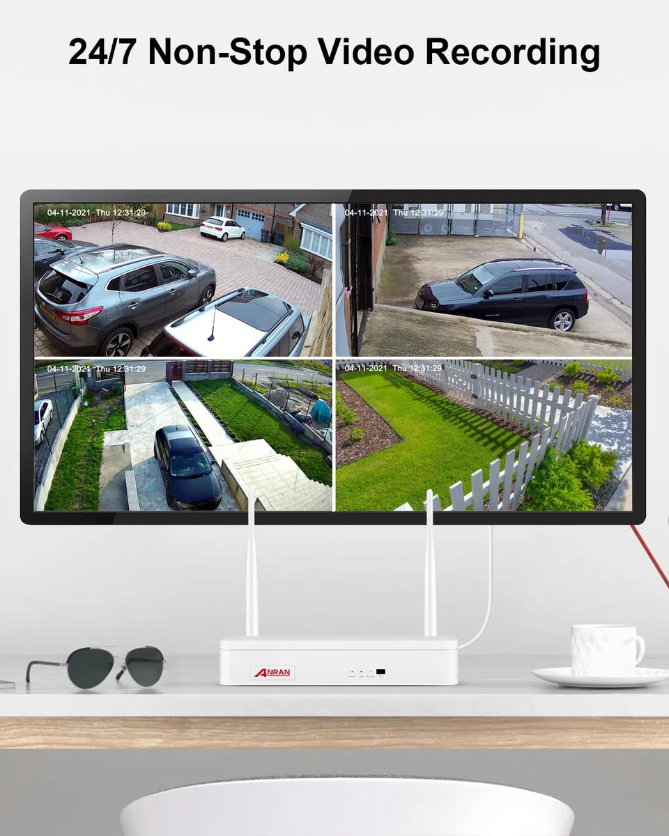 ANRAN 5MP Kit de Cámara de Vigilancia Exterior,8CH NVR Sistema de Videovigilancia,8X5MP Cámara de Seguridad IP,Audio Bidireccional,Visión Nocturna,Detección de Movimiento,2TB Disco Duro,K08W6580