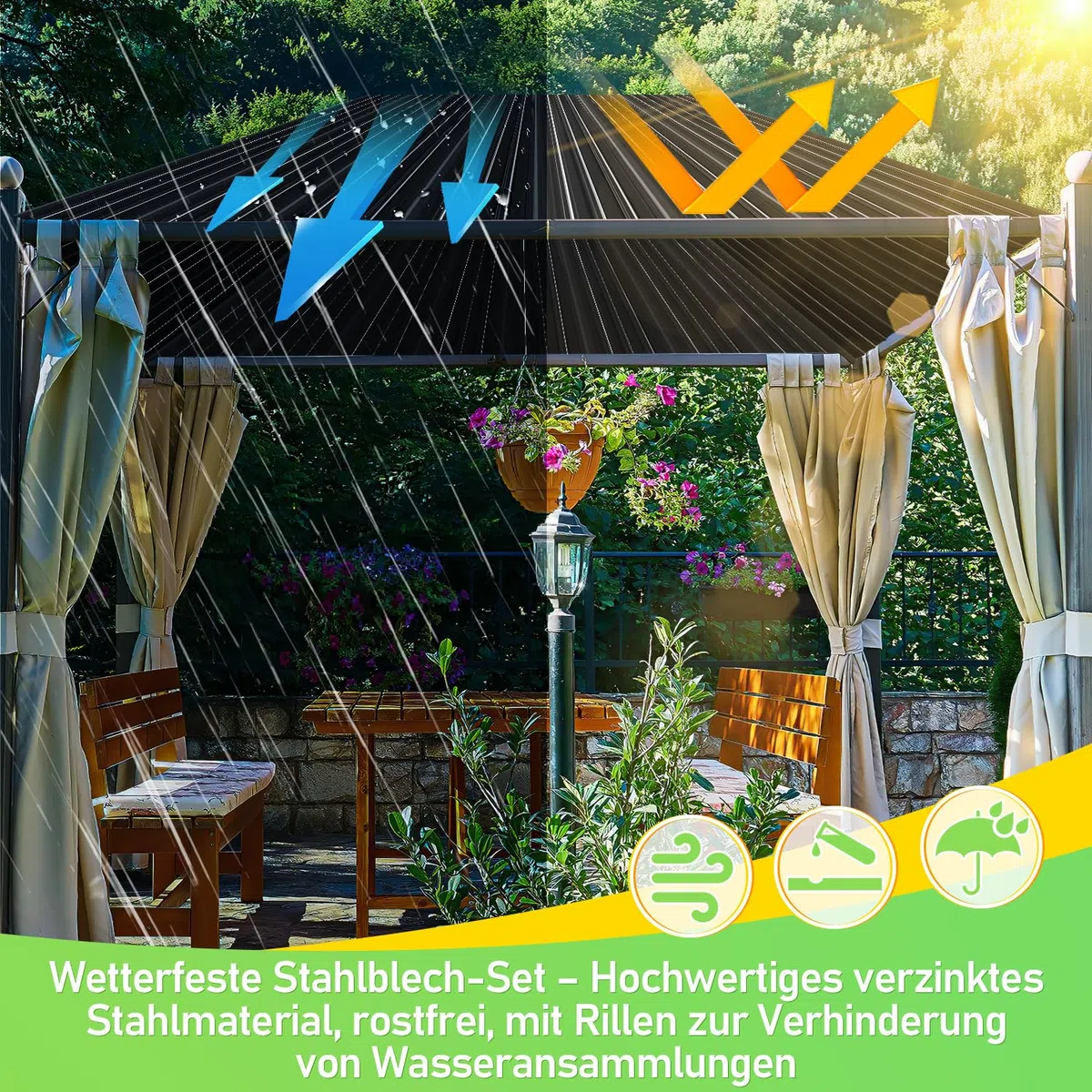 Juego de 12 placas de techo de chapa de acero, 129 x 46 cm, 0,25 mm de grosor, chapa trapezoidal en antracita con protección contra la corrosión, ideal para techos y revestimientos de paredes,