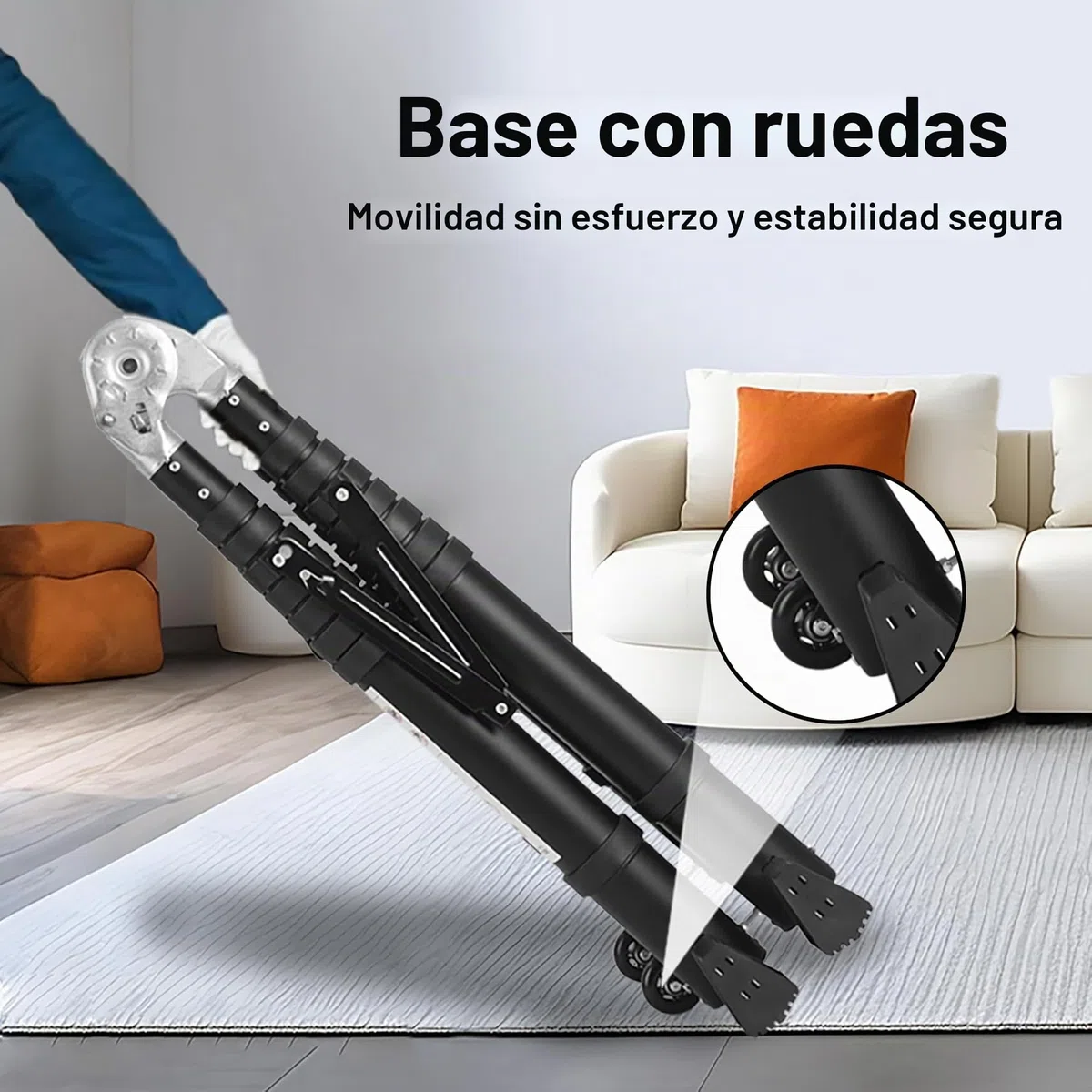 TEENO 5M (2.5+2.5) Escalera Telescópica de Aluminio, Escalera Multipropósito Antideslizante Escaleras Telescópicas Portátiles con 2 Polea Doble y Barra Estabilizadora, Carga Máxima 150 kg, Negro