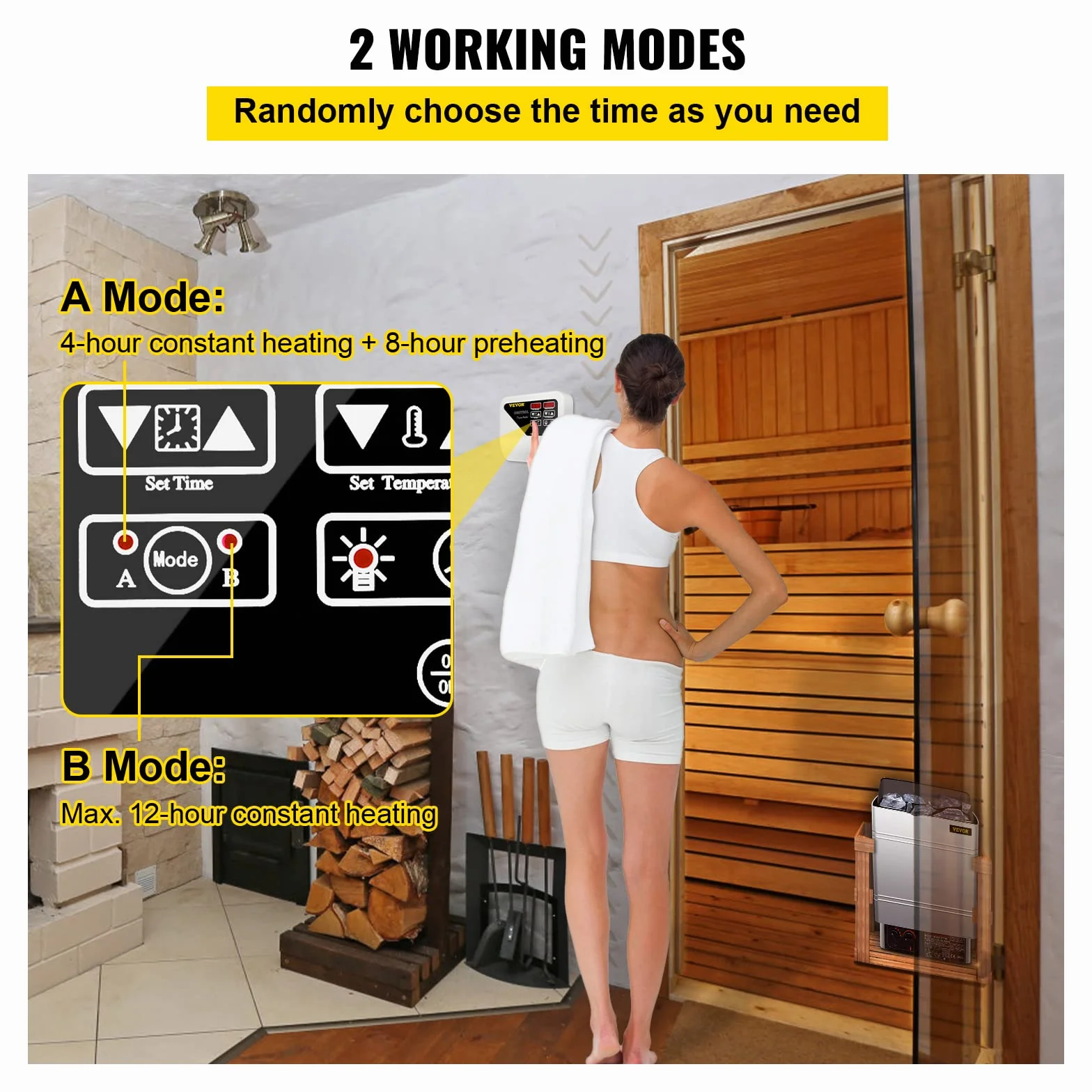 FlowerW Controlador de Calentador de Sauna Externo 380-415 V,3-9 KW