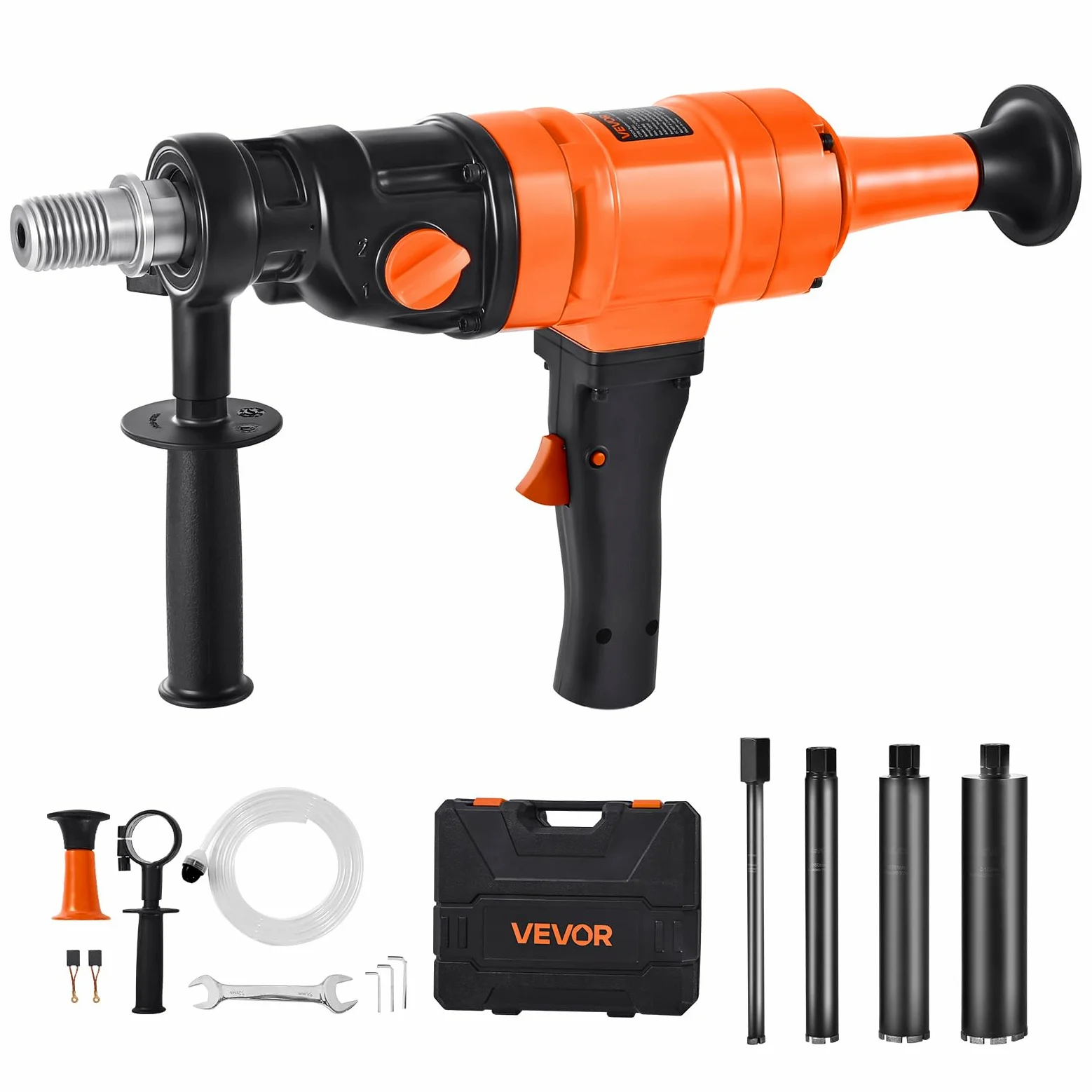 VEVOR Perforadora de Diamante, Equipo de Perforación Manual 1000/2250 RPM de 2 Velocidades en Seco y Húmedo con 4 Brocas Diámetro de Perforación de 200 mm para Hormigón, Ladrillo, Piedra