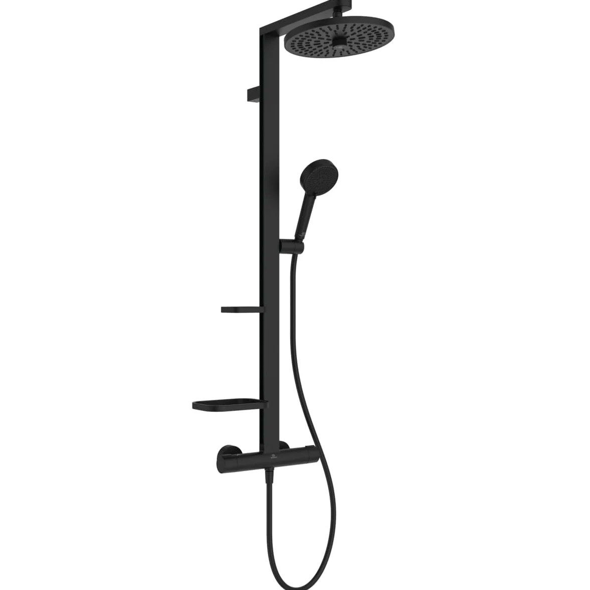 Ideal Standard Ceratherm Alu+ Termostática ducha exterior, Fabricado con un 100% de aluminio reciclado, ducha con ahorro de agua, tipos de chorro variables – Negro Mate (356x501x1113 mm)