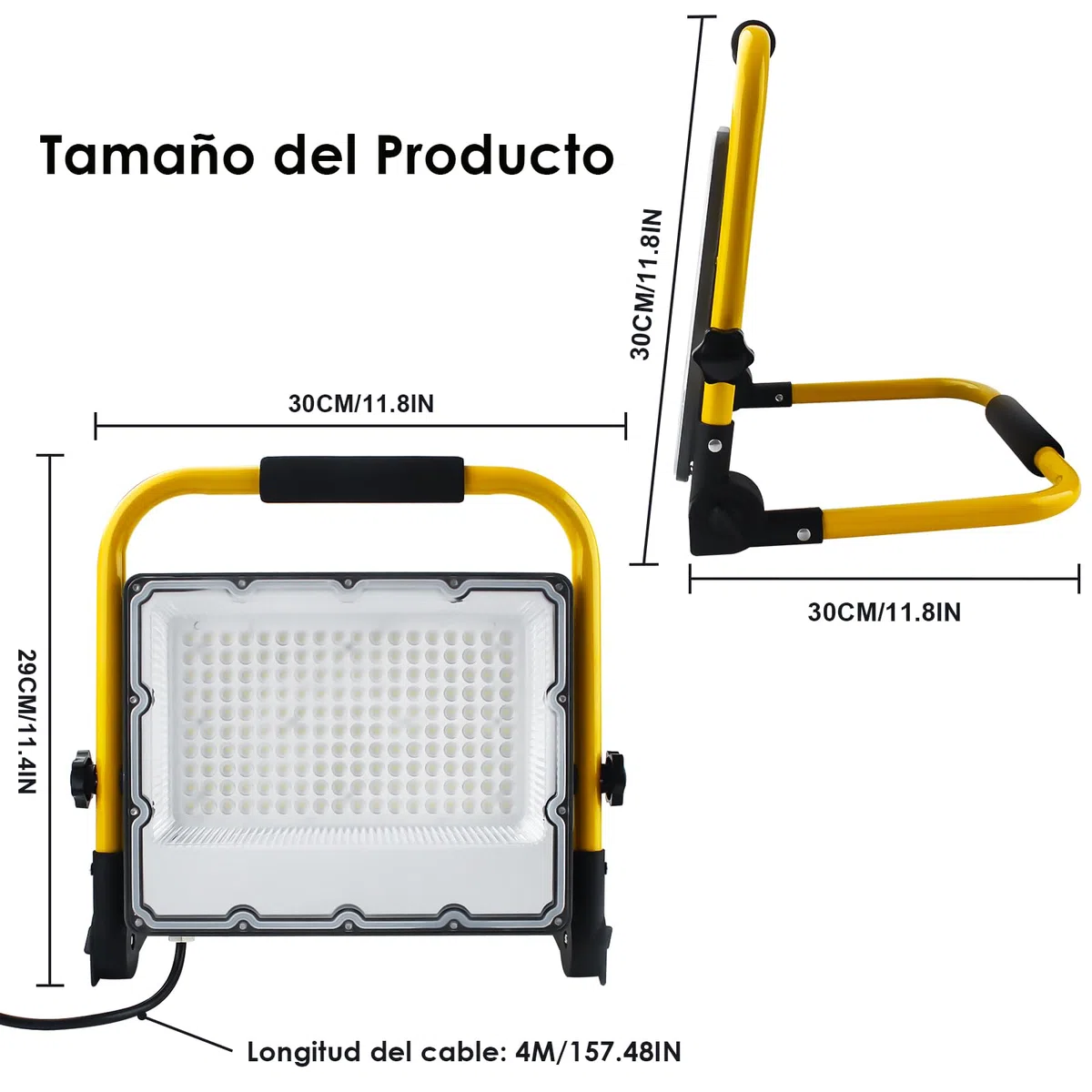 Foco de Trabajo LED 150W, Portátil Luz de Construcción con Cable de 4M,15000 LM 6500K Luz Blanca,Enchufes Schuko,IP66 Impermeable para Usar en Exterior,Obras,Taller