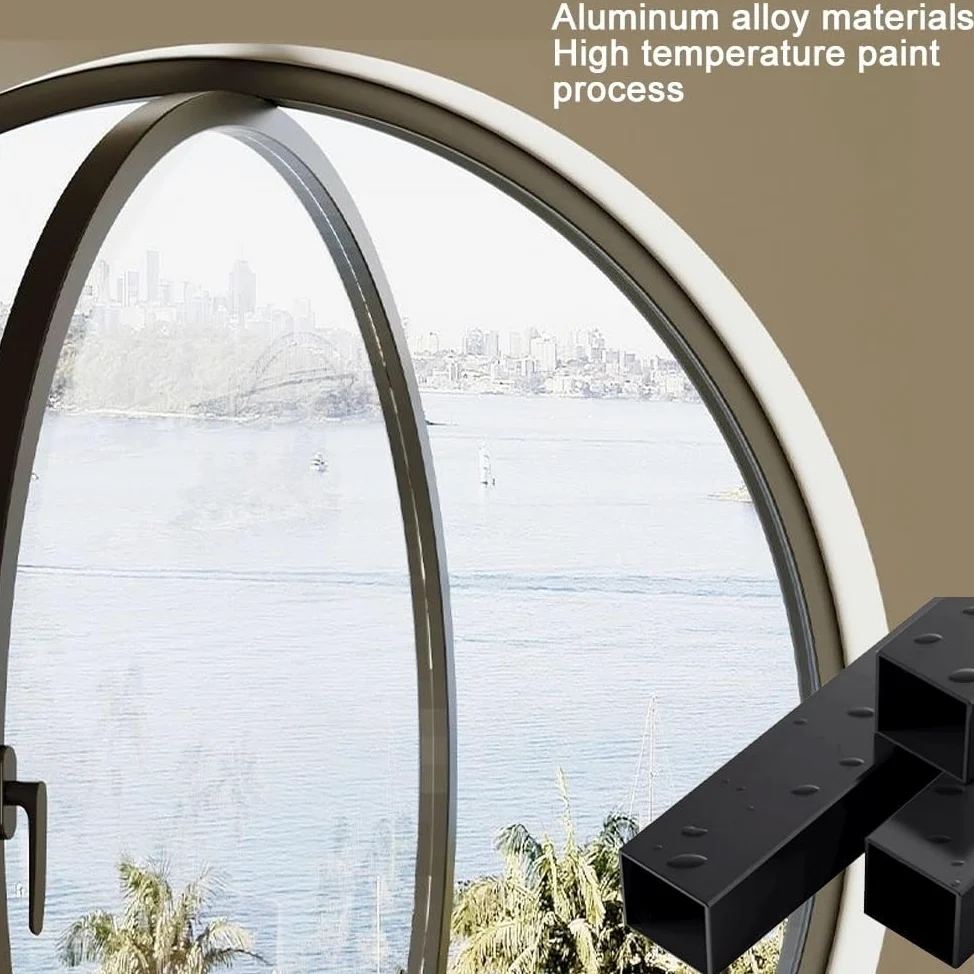Ventana Redonda Giratoria Con Vidrio Templado, Ventanas De Cobertizo De Aleación De Aluminio Giratorias 360, Para Baño, Cocina, Casa De Juegos,Black 3,50cm/19.6in