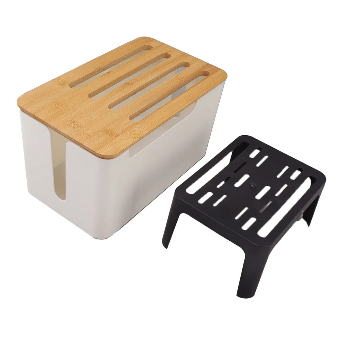 Haofy Organizador de Enrutador WiFi Caja de Almacenamiento de Enrutador Estable de Plástico de bambú Antiarañazos